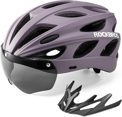 ROCKBROS Cykelhjälm med integrerade avtagbara magnetglasögon & visir