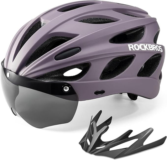 ROCKBROS Cykelhjälm med integrerade avtagbara magnetglasögon & visir