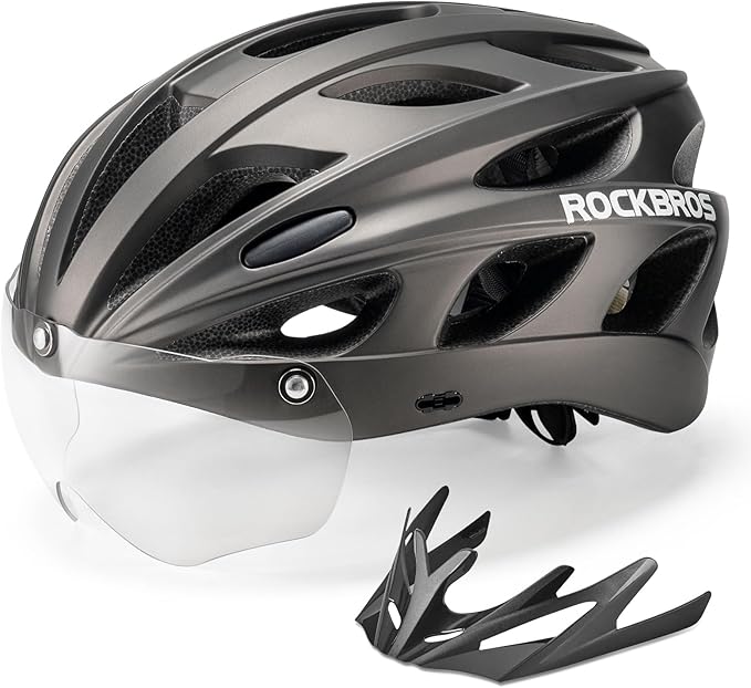 ROCKBROS Cykelhjälm med integrerade avtagbara magnetglasögon & visir