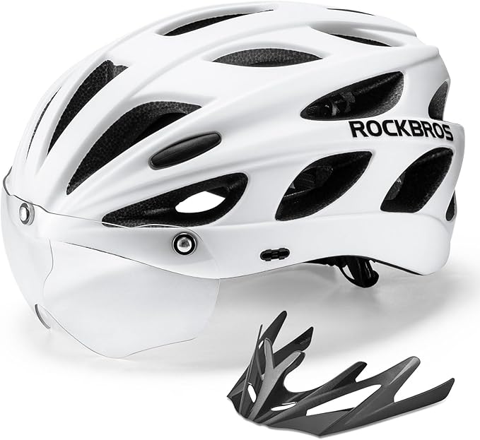 ROCKBROS Cykelhjälm med integrerade avtagbara magnetglasögon & visir