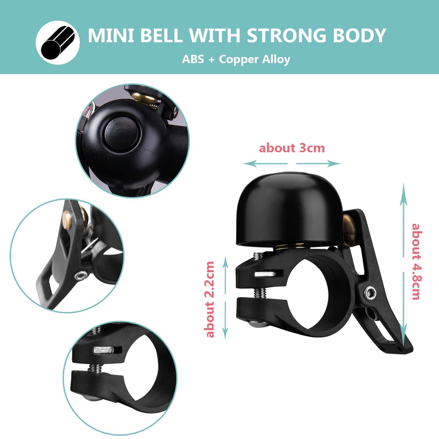 Retro cykelklocka, MTB-klocka, rostfritt stål, högljudd, klassisk, ROCKBROS