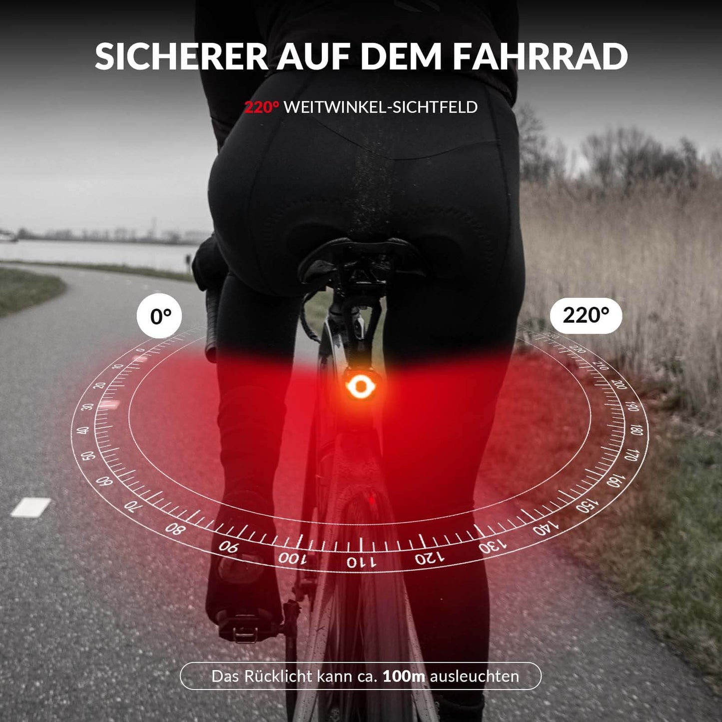 Cykellampa IPX5 vattentät baklampa uppladdningsbar med USB-C ROCKBROS