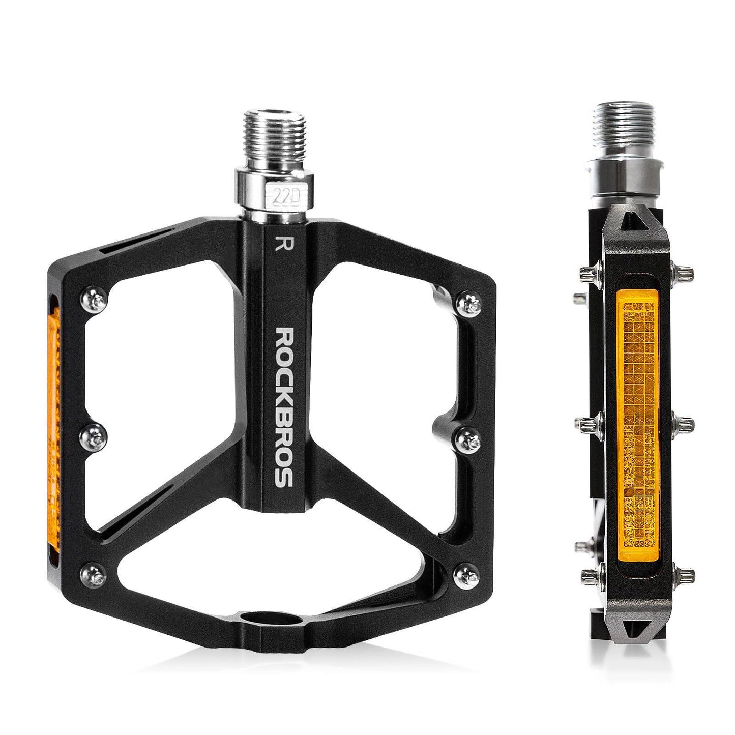 Cykelpedaler med reflexer, tillverkade av aluminiumlegering, 9/16 tum, ROCKBROS