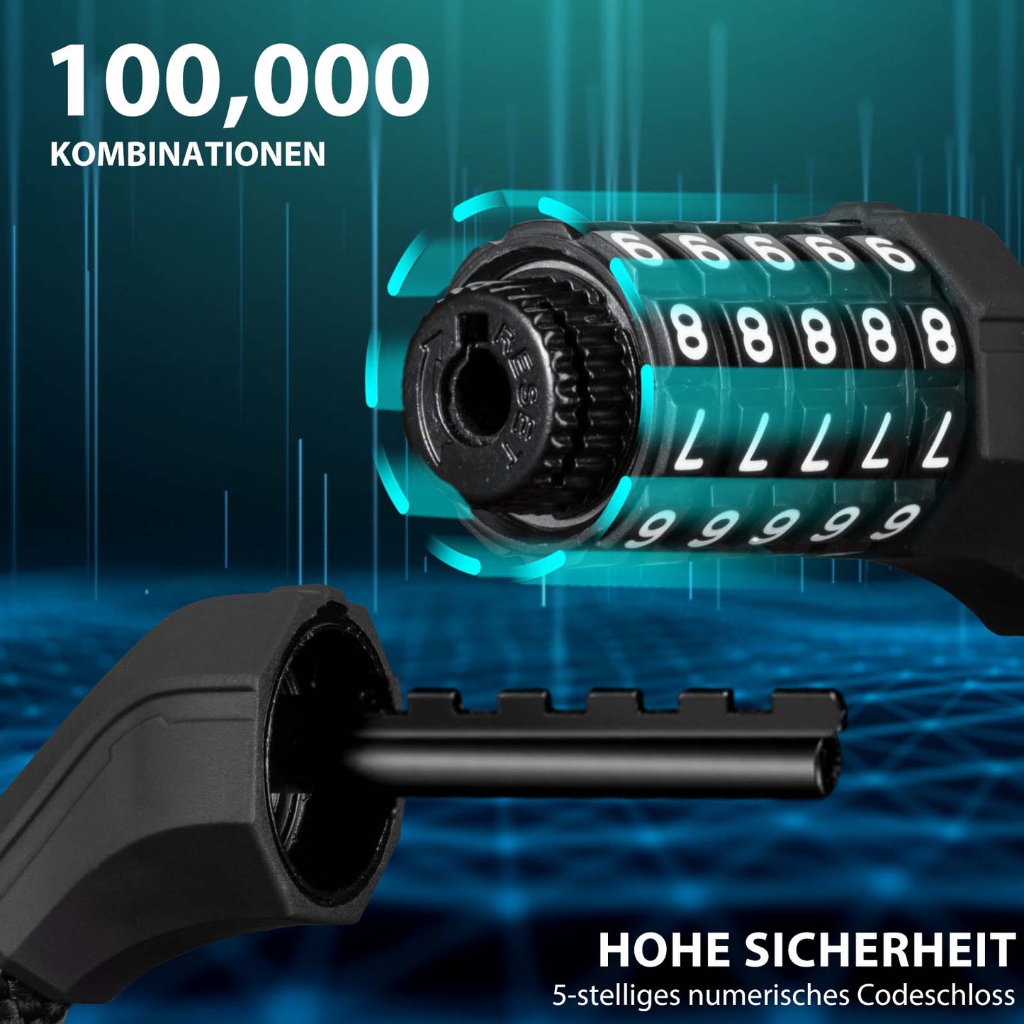 5-siffrigt kombinationslås för cykel ROCKBROS