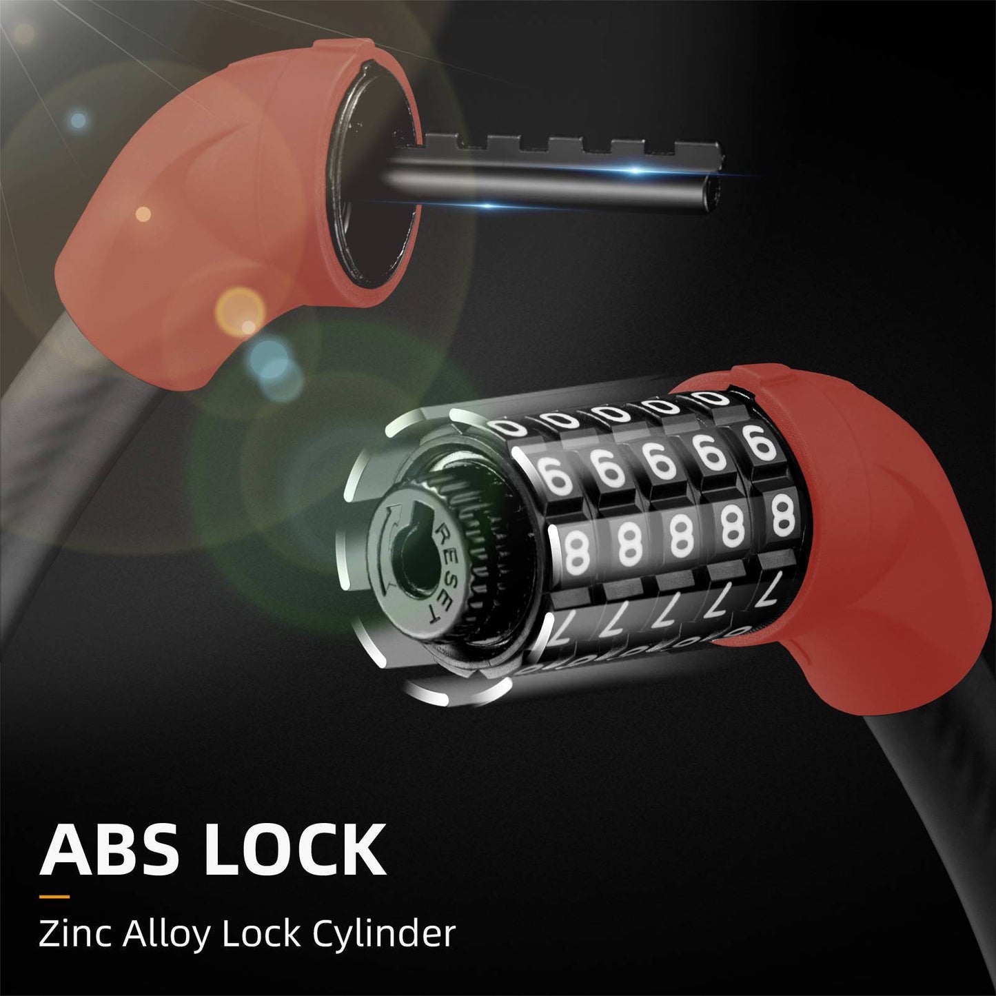 5-siffrigt cykellås med kabel ROCKBROS