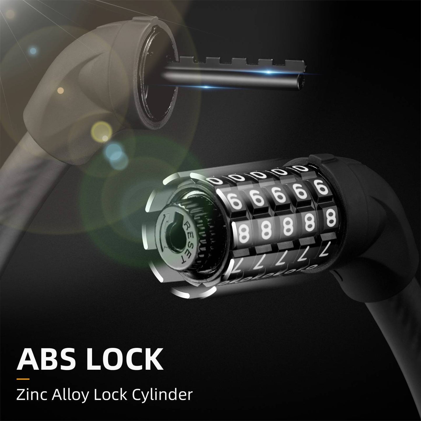 5-siffrigt cykellås med kabel ROCKBROS