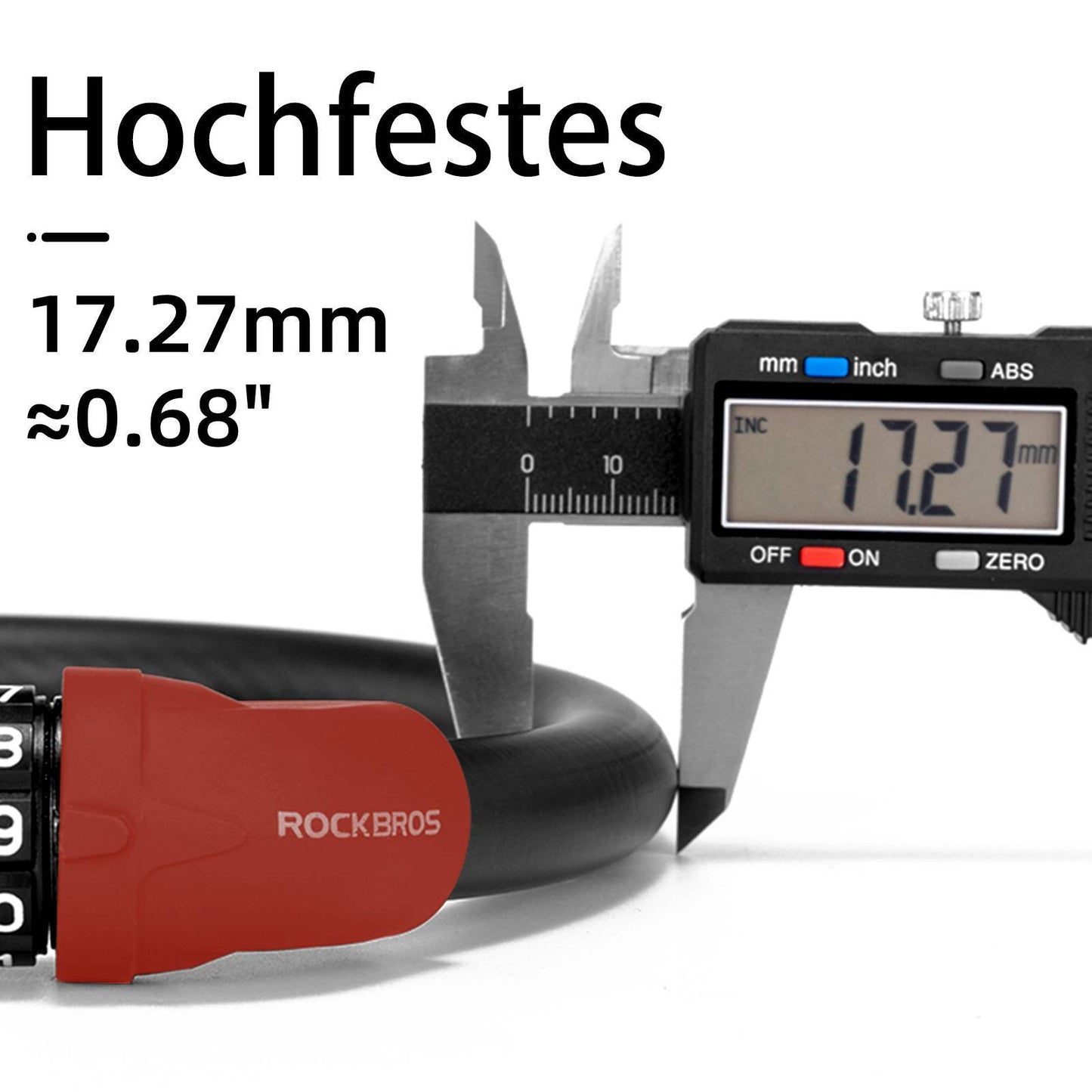 5-siffrigt cykellås med kabel ROCKBROS