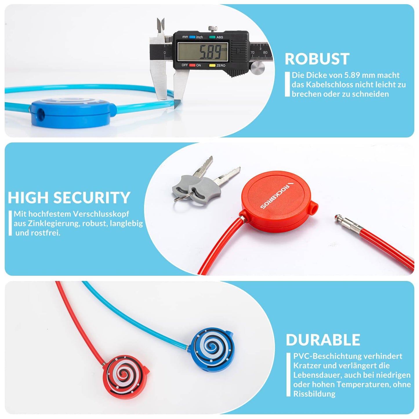 Barncykellås 69cm med 2 nycklar ROCKBROS