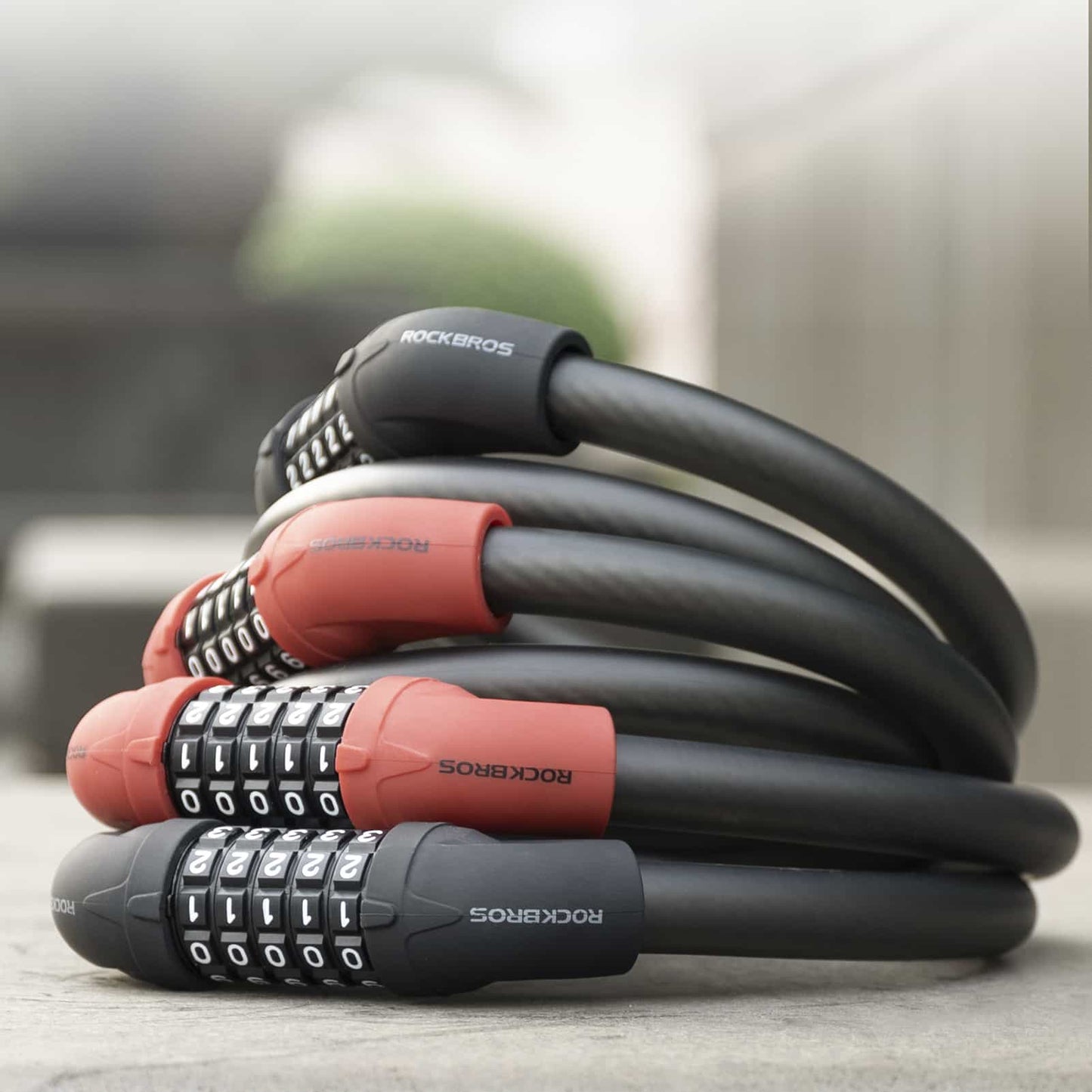 Cykellås, kabellås, kombinationslås med 5-siffrig kod, ROCKBROS