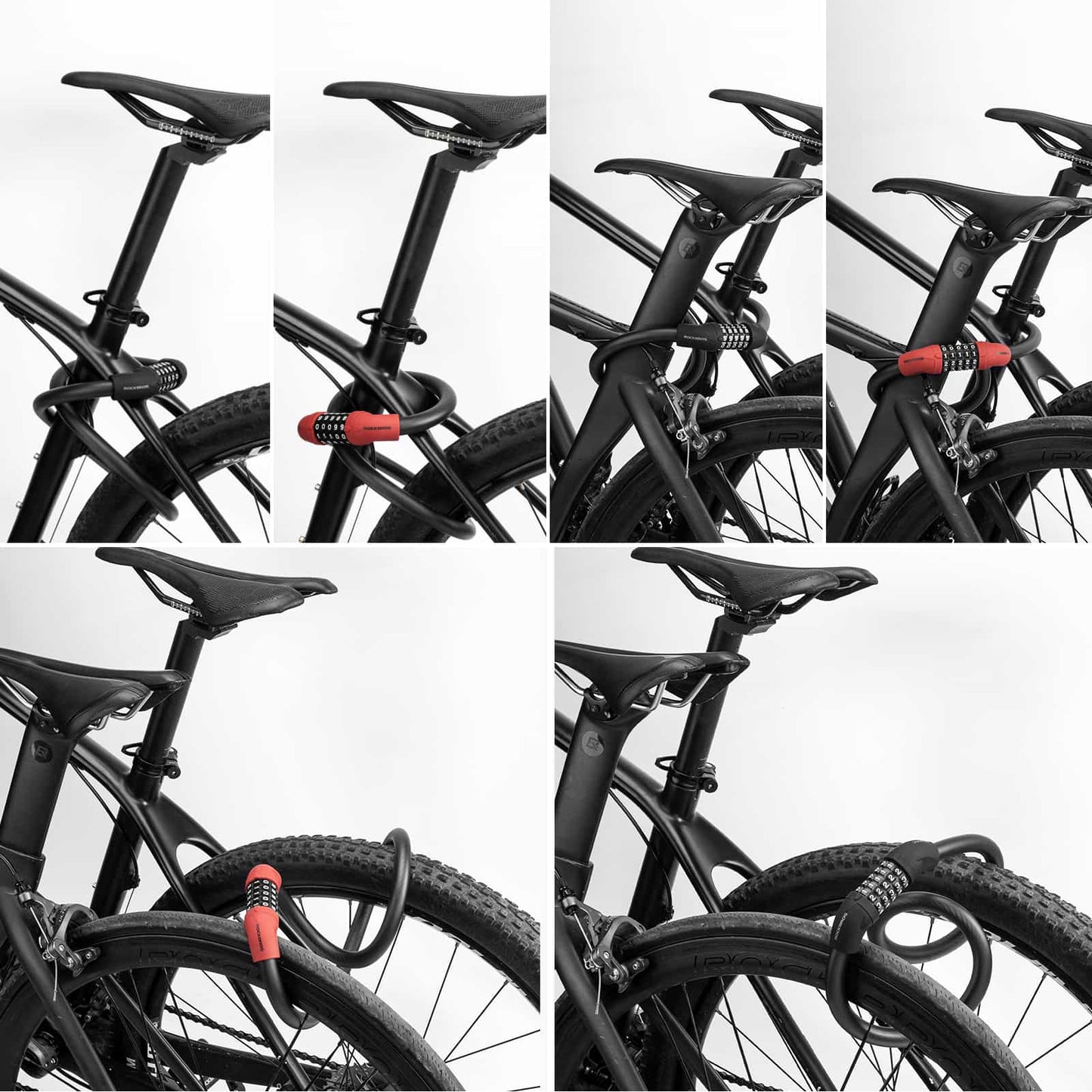 Cykellås, kabellås, kombinationslås med 5-siffrig kod, ROCKBROS