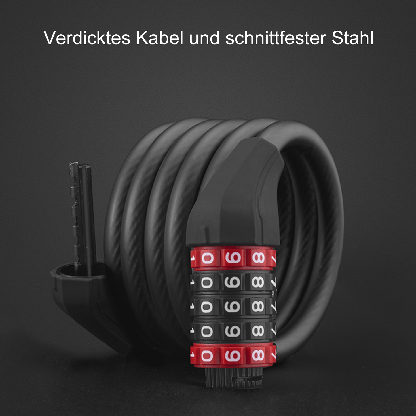 Cykellås med 5-siffrigt kombinationslås av PVC och stål ROCKBROS