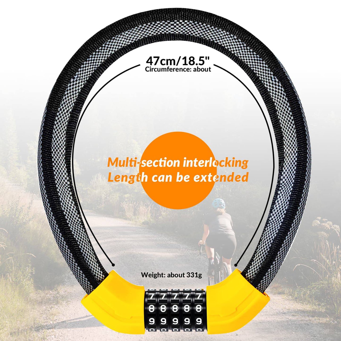 Cykellås kombinationslås 19 mm tjockt ROCKBROS