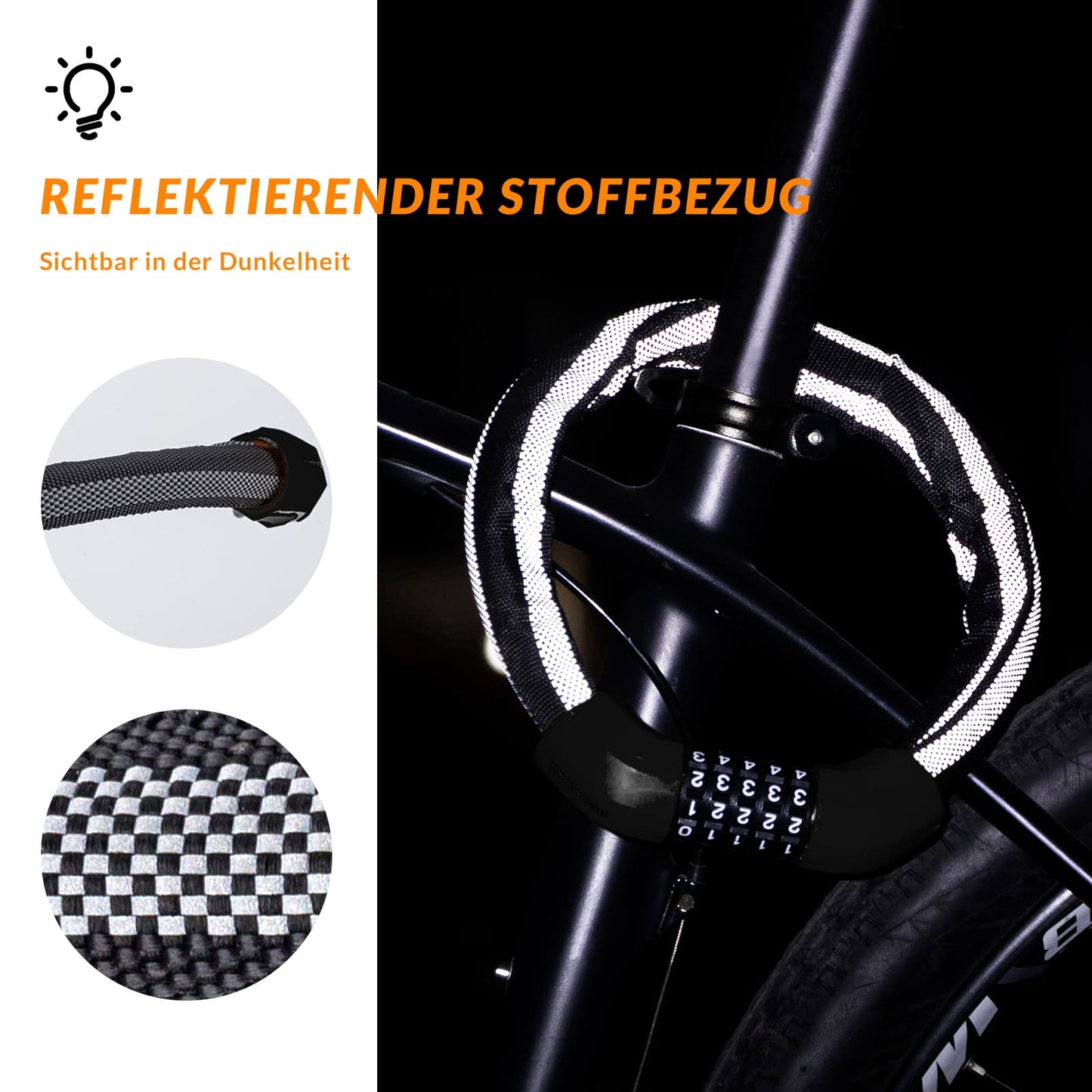 Cykellås kombinationslås 19 mm tjockt ROCKBROS