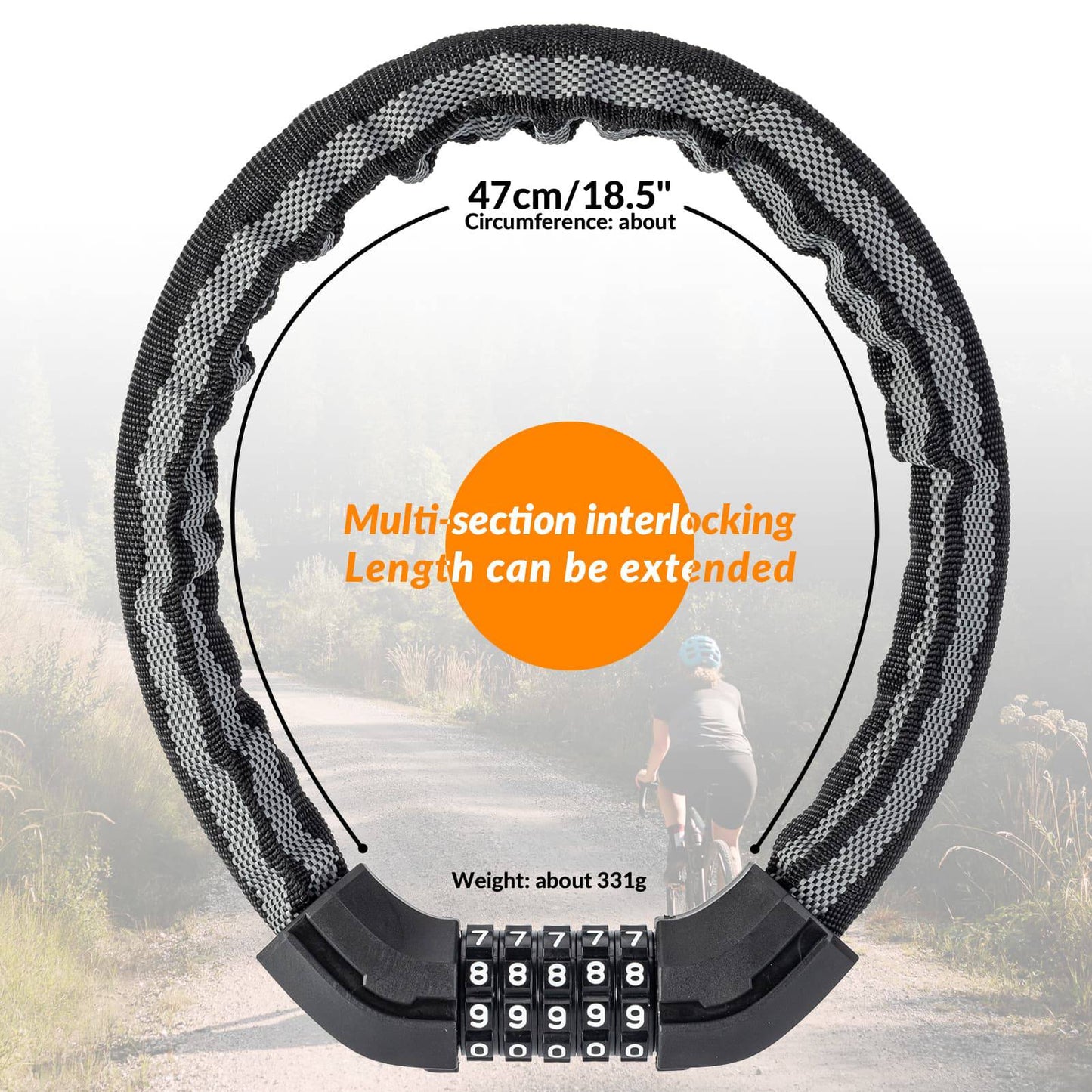 Cykellås kombinationslås 19 mm tjockt ROCKBROS