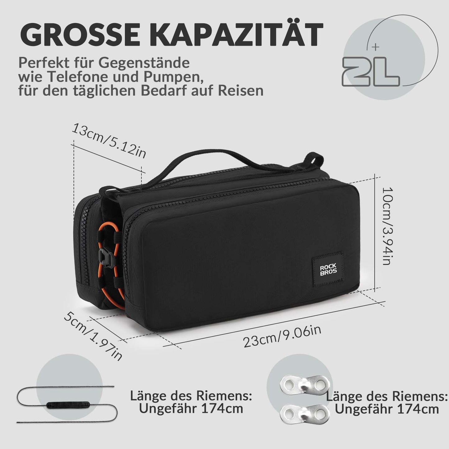 Cykelramväska med axelrem, överrörsväska ROCKBROS