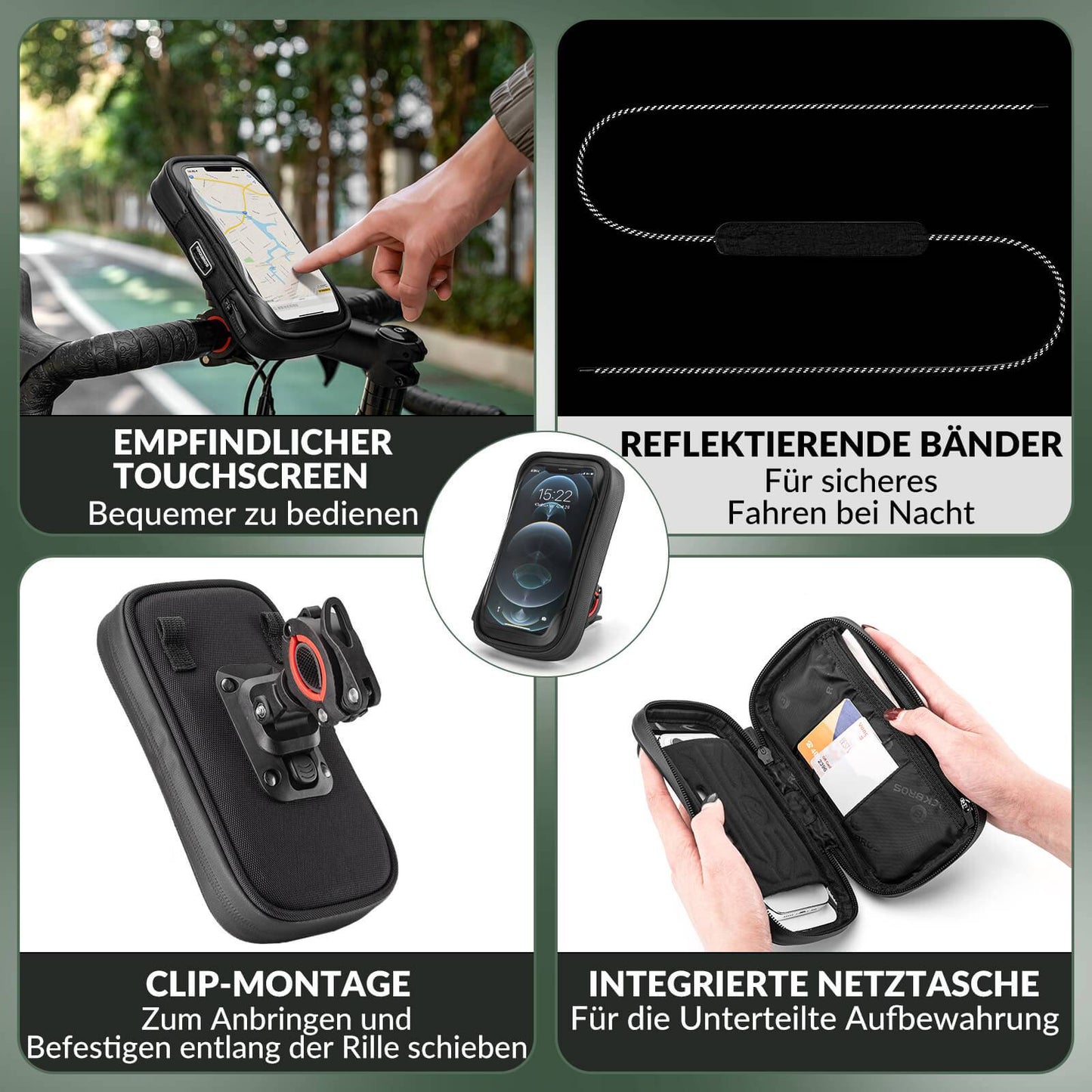 Vattentät cykelväska, roterbar mobiltelefonväska för 4,7-6 tums mobiltelefoner, ROCKBROS