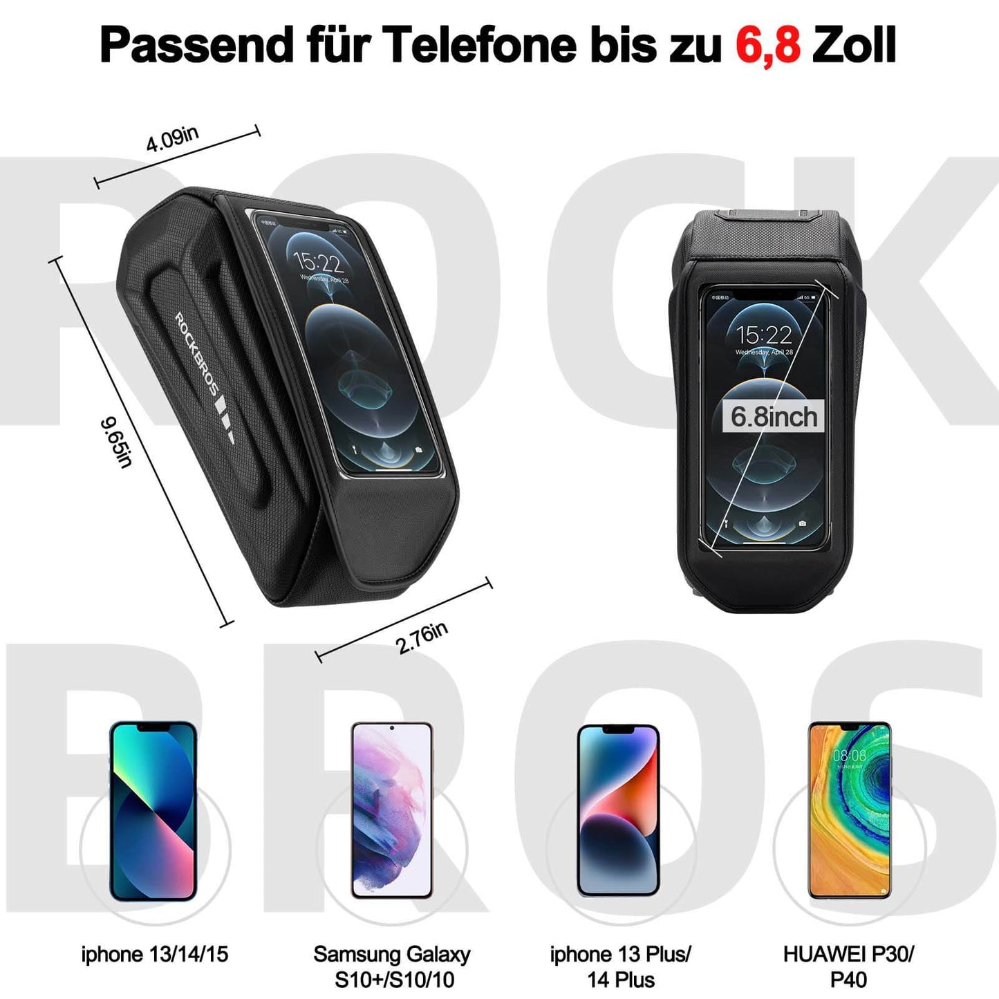 Vattentät cykelväska, mobiltelefonfodral för 6,8-tums pekskärmssmartphones, ROCKBROS