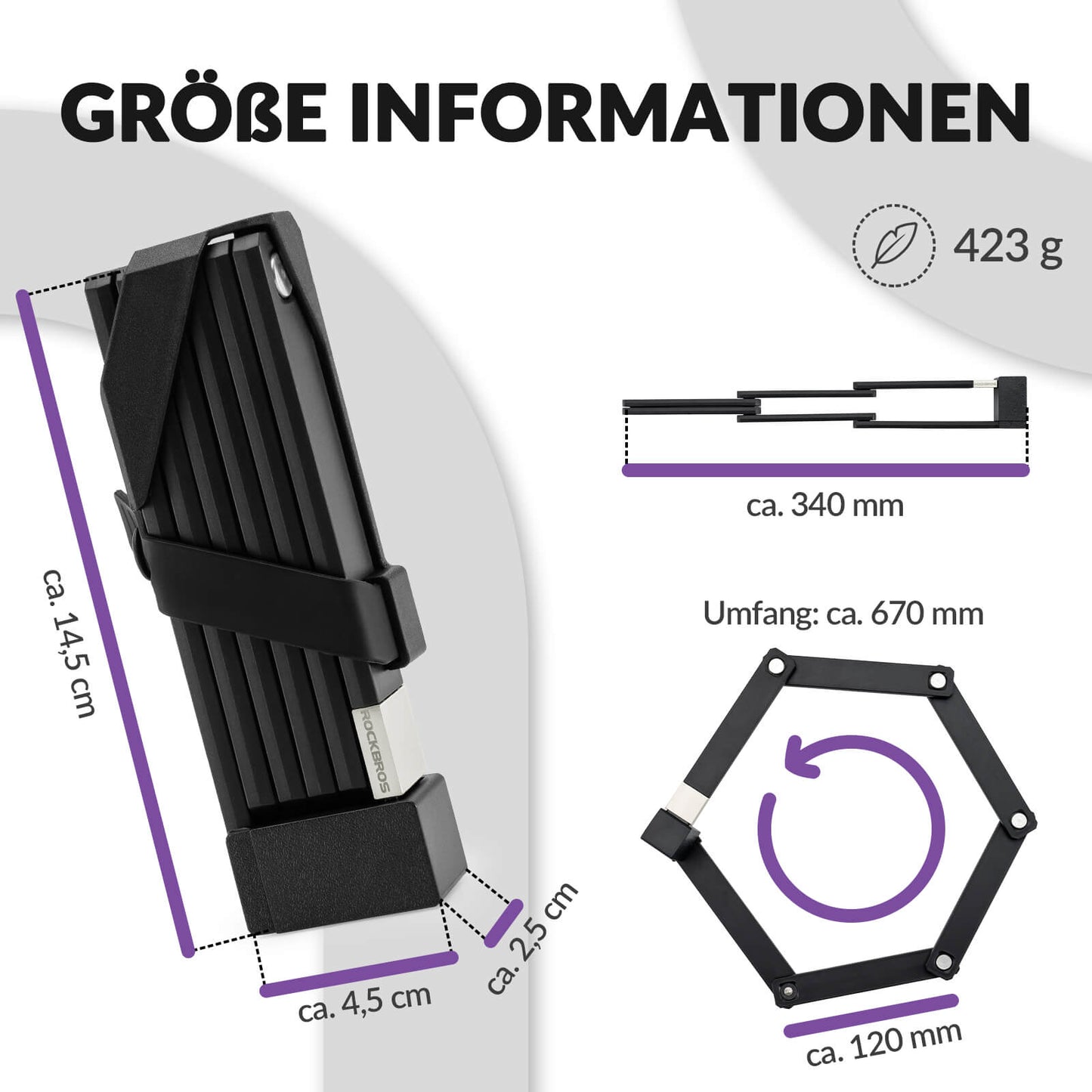 Hopfällbart cykellås med fäste ROCKBROS