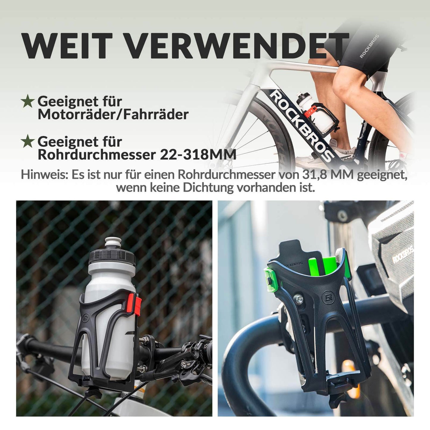 Justerbar flaskhållare för cyklar, 360° roterbar dryckeshållare, ROCKBROS