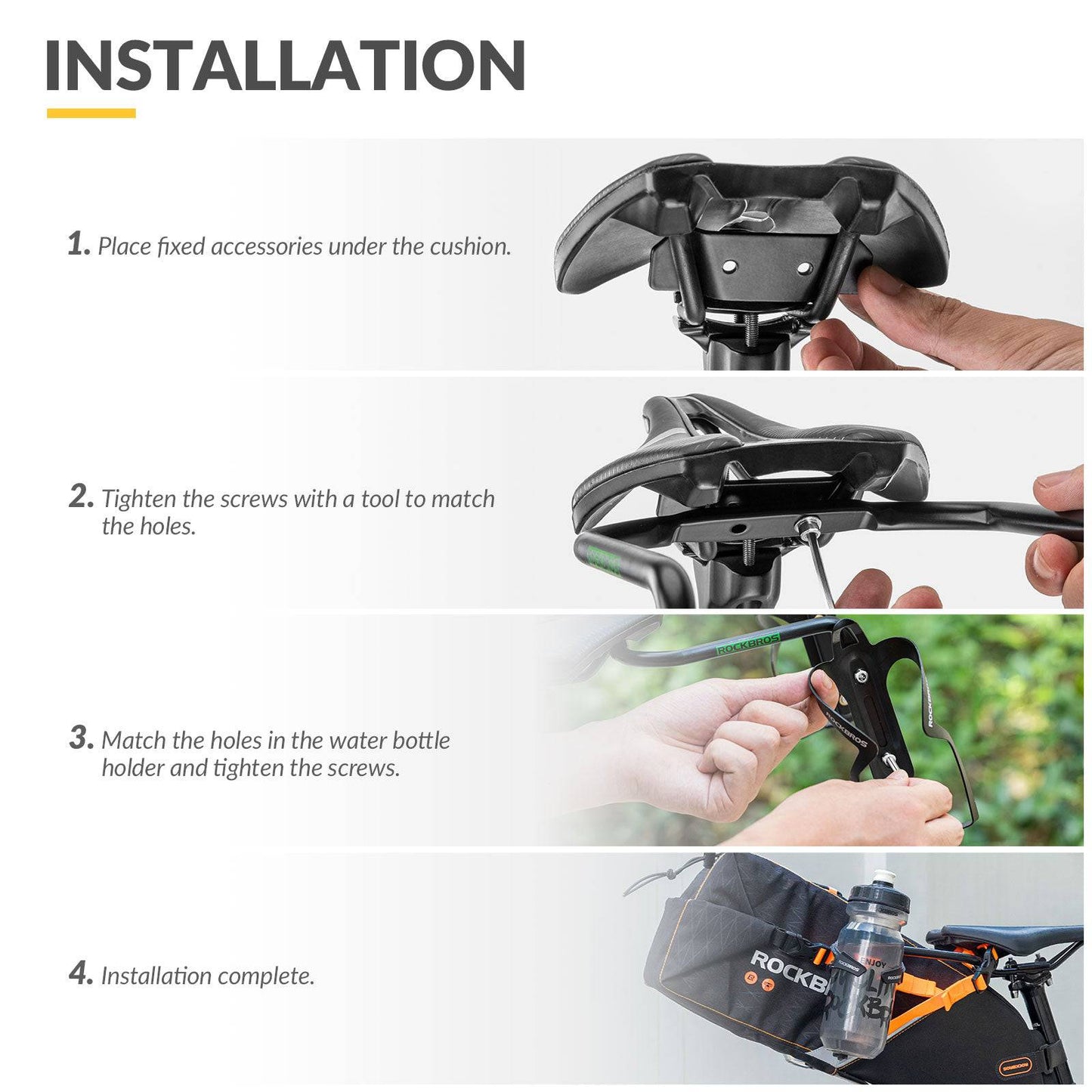 Flaskhållare och stabilisatorstöd för cykelsadelväska ROCKBROS