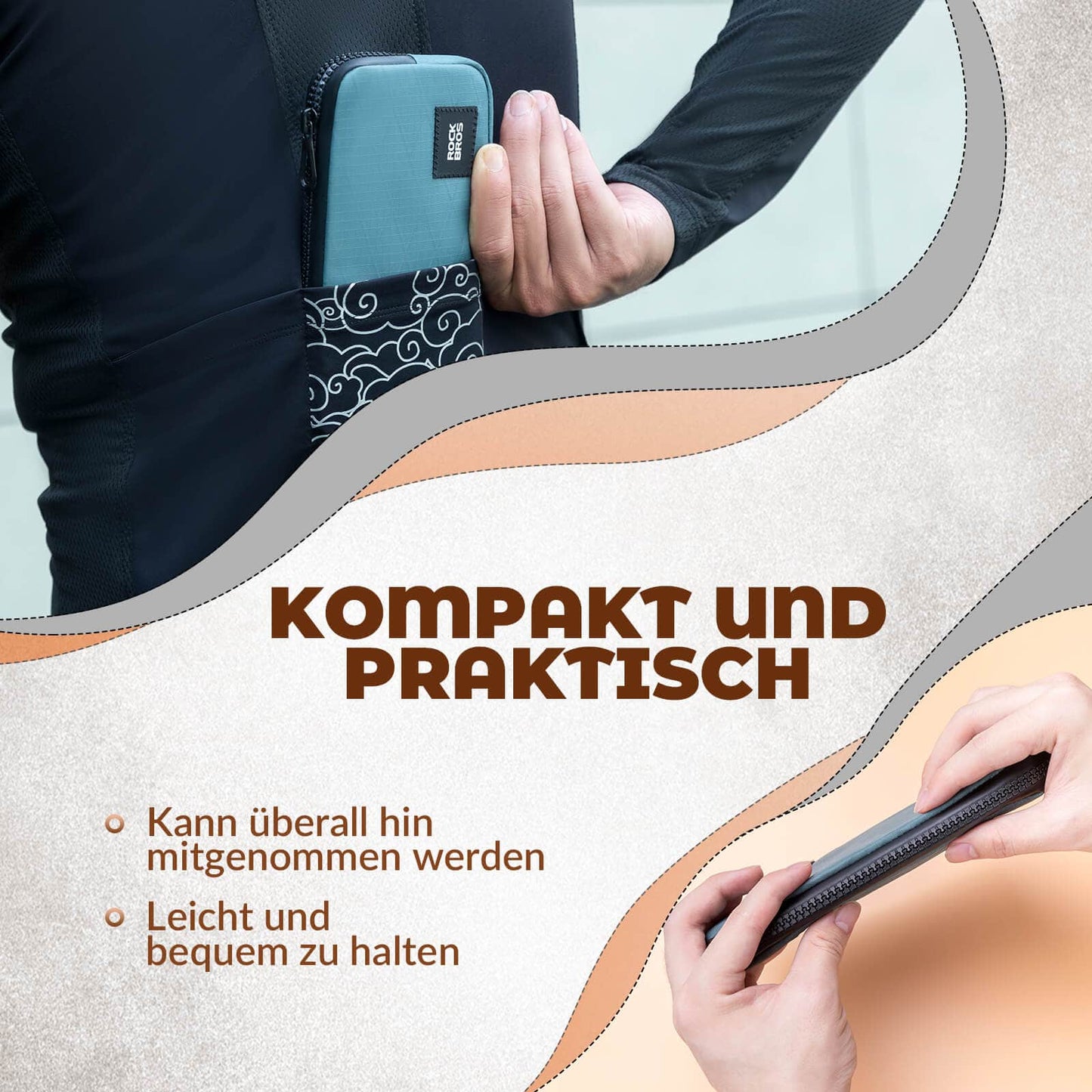 Plånbok, handväska, myntväska, telefonfodral för kreditkort och nycklar, ROCKBROS