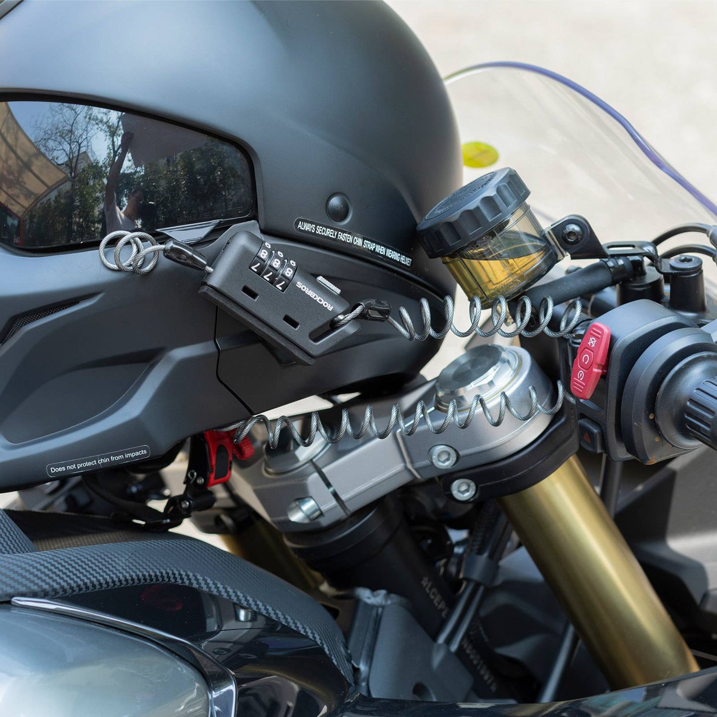 Hjälmlås 150 cm 3-siffrigt kombinationslås ROCKBROS