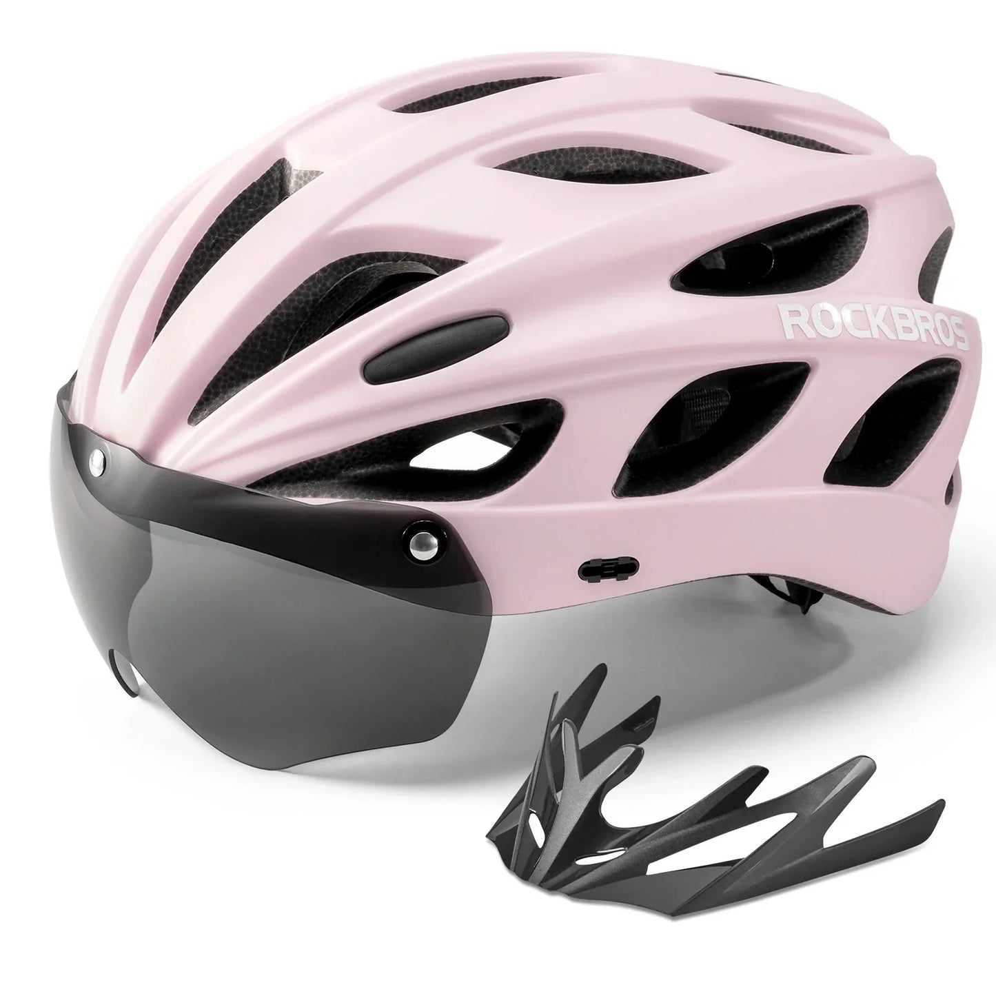 Barncykelhjälm med integrerade, avtagbara magnetiska skyddsglasögon och visir ROCKBROS