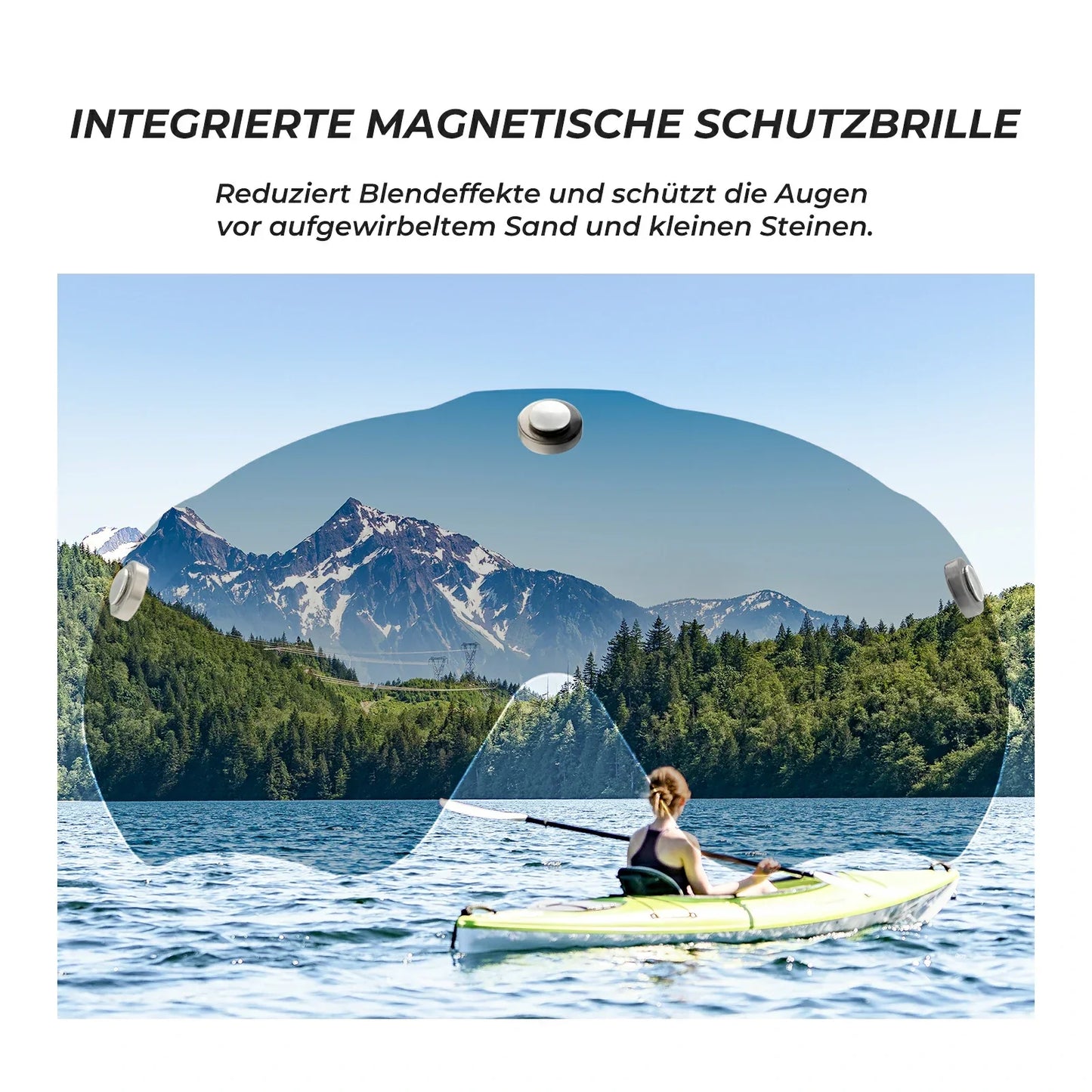 Barncykelhjälm med integrerade, avtagbara magnetiska skyddsglasögon och visir ROCKBROS