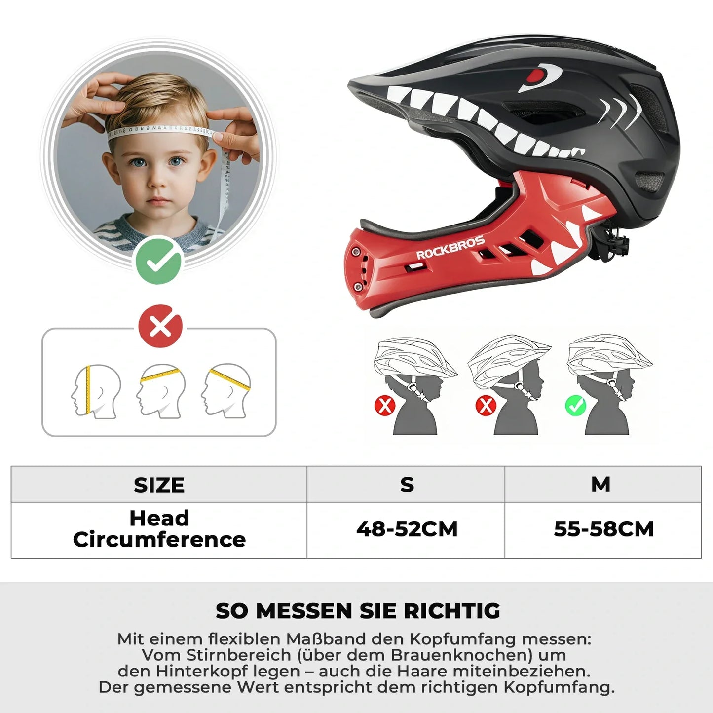 Barnhjälm med tecknad integralhjälm och avtagbart hakskydd ROCKBROS