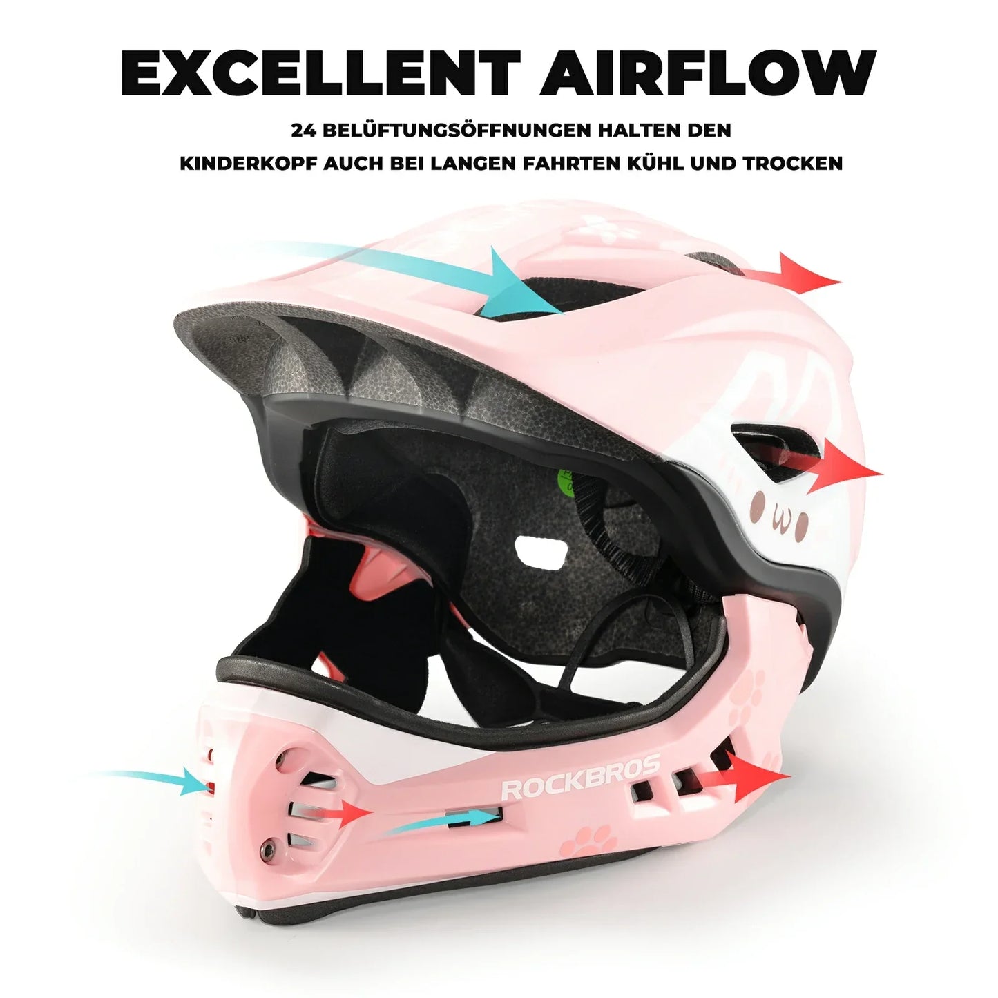 Barnhjälm med tecknad integralhjälm och avtagbart hakskydd ROCKBROS