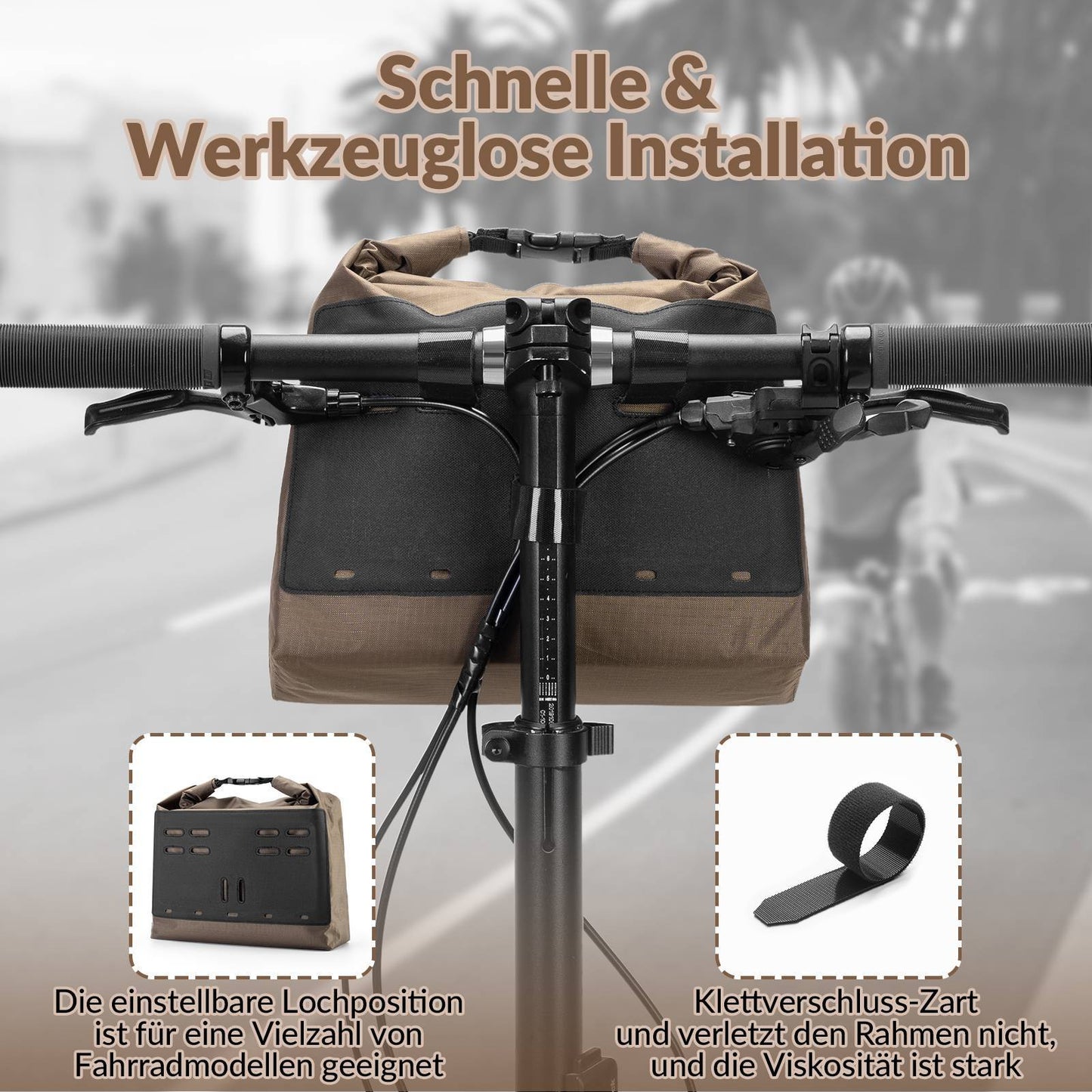 Styrväska, vattentät cykelkorg, framväska, justerbar 2,5L-4L, ROCKBROS