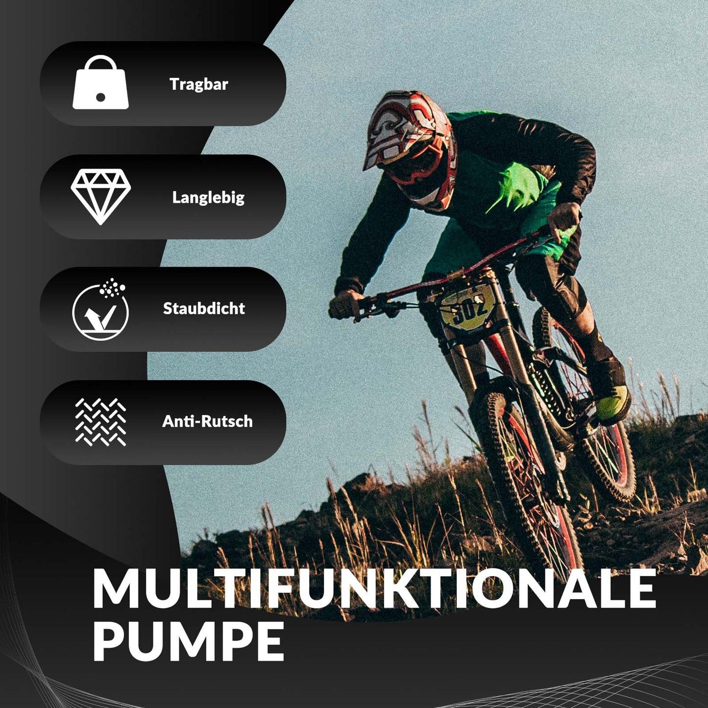 ROCKBROS handpump i aluminium för Schrader- och Presta-ventiler