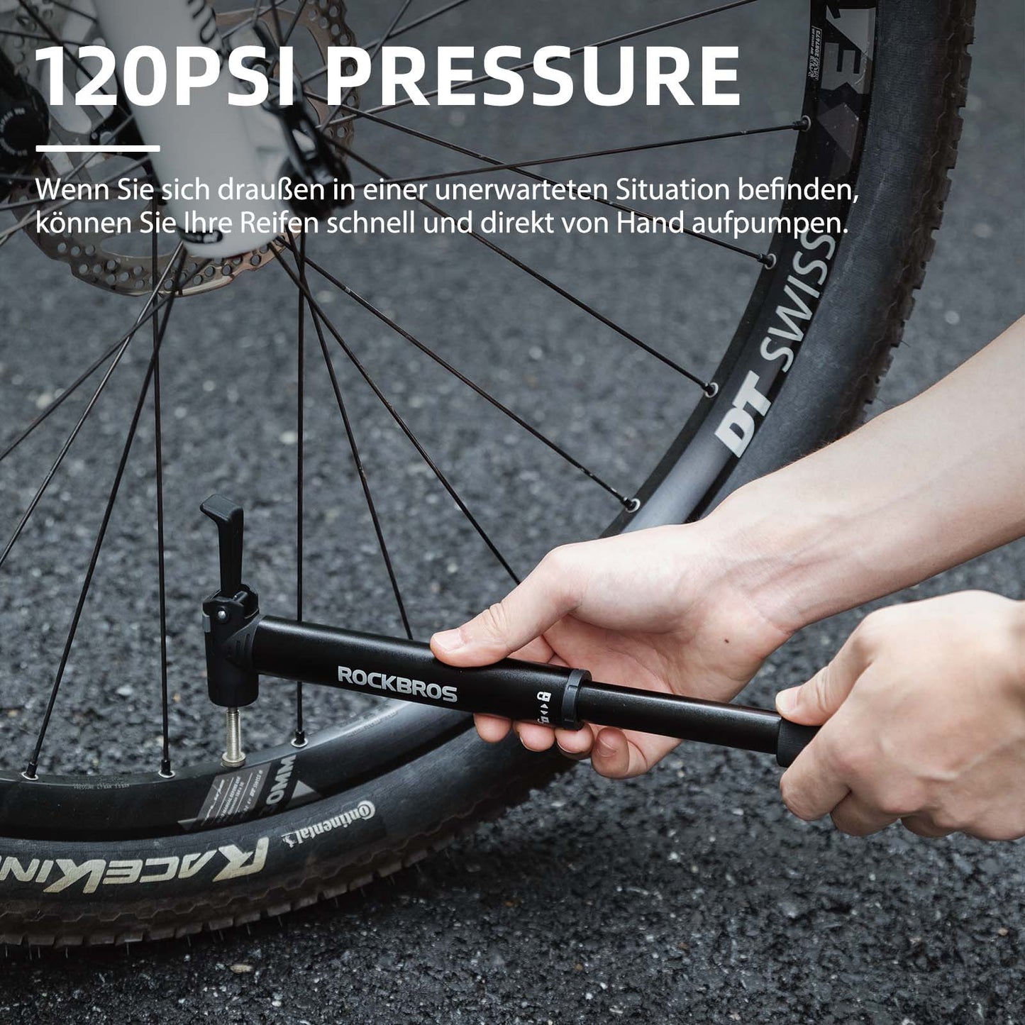 Mini cykelluftpump med spärrnyckel 80 PSI aluminium ROCKBROS
