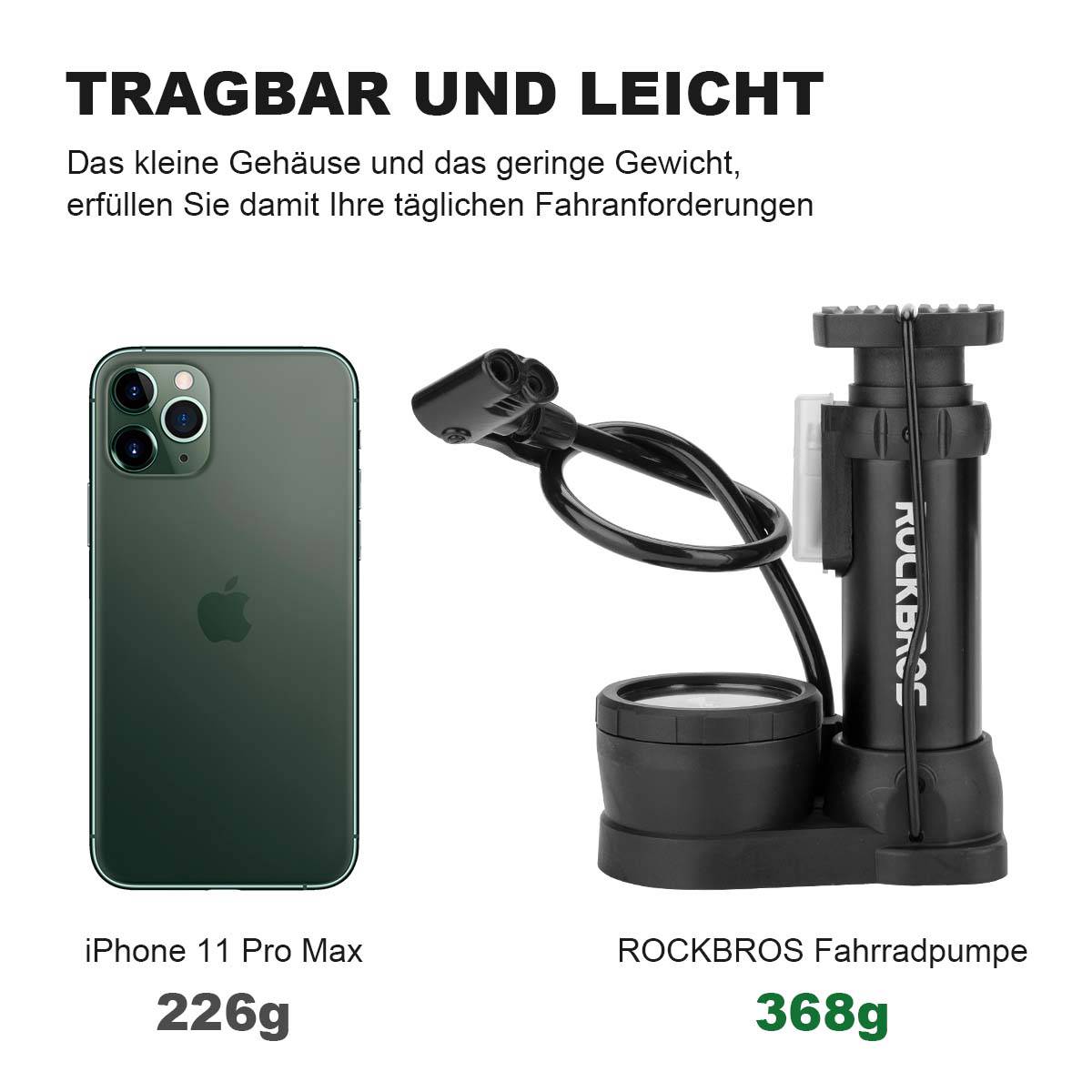 Minifotpump Luftpump med tryckmätare ROCKBROS