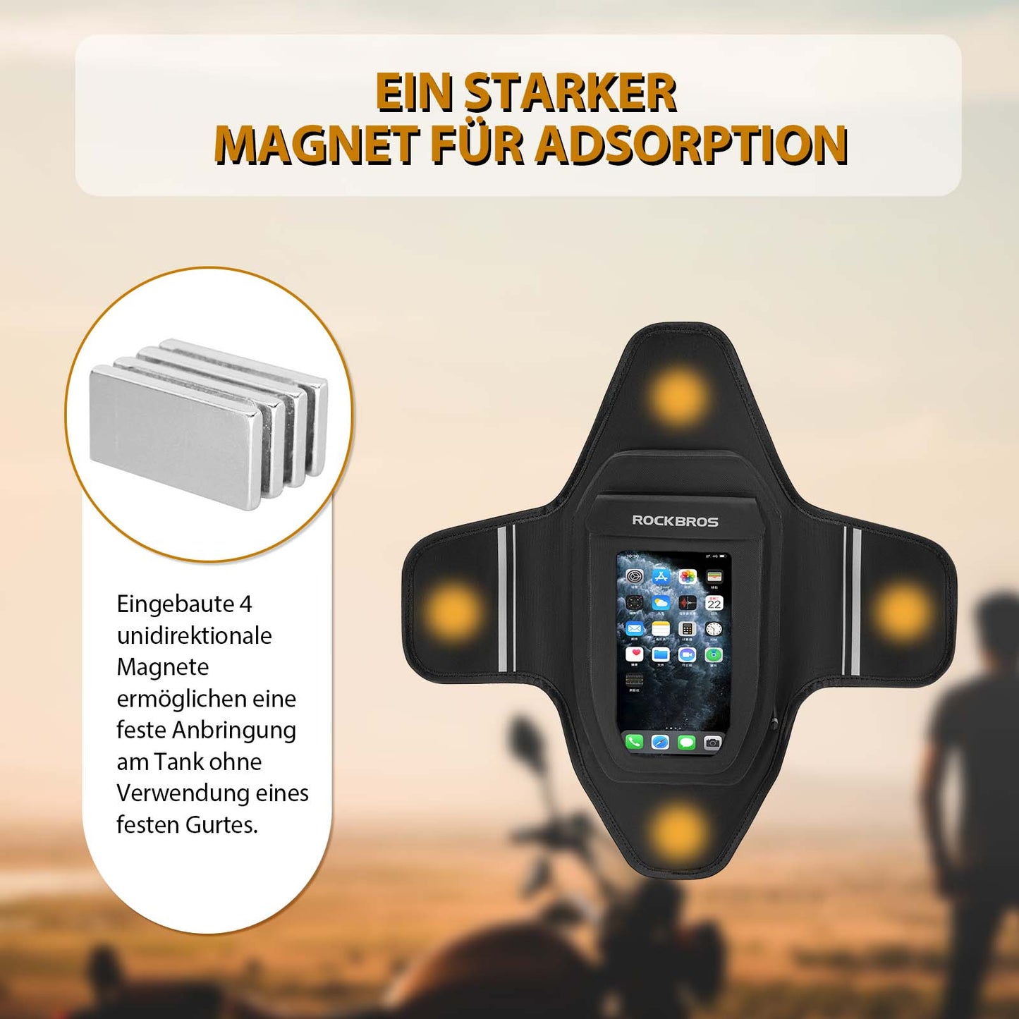 Motorcykeltankväska Vattentät Magnetisk Tankväska Svart ROCKBROS