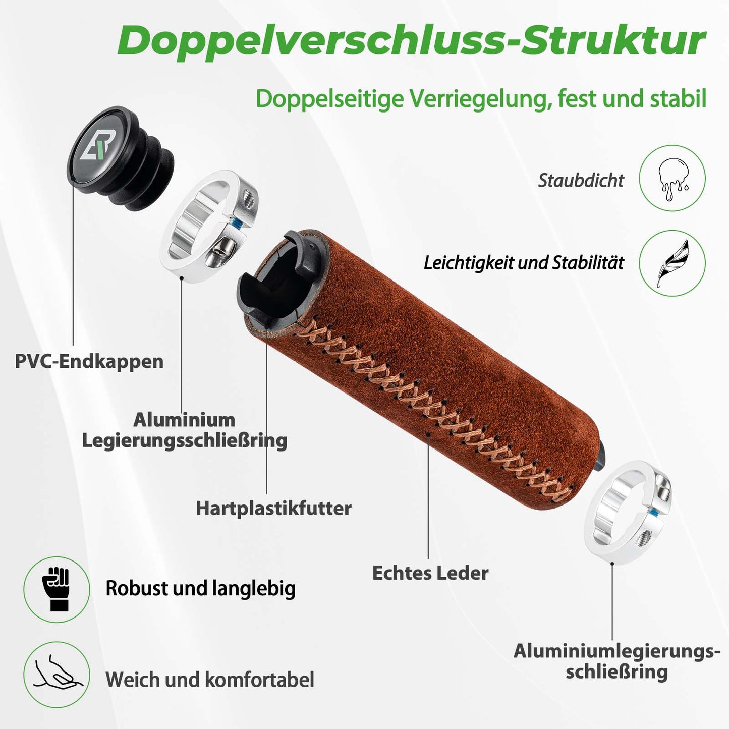 MTB-handtag Ergonomiska styrhandtag Halkfria för 22 mm ROCKBROS