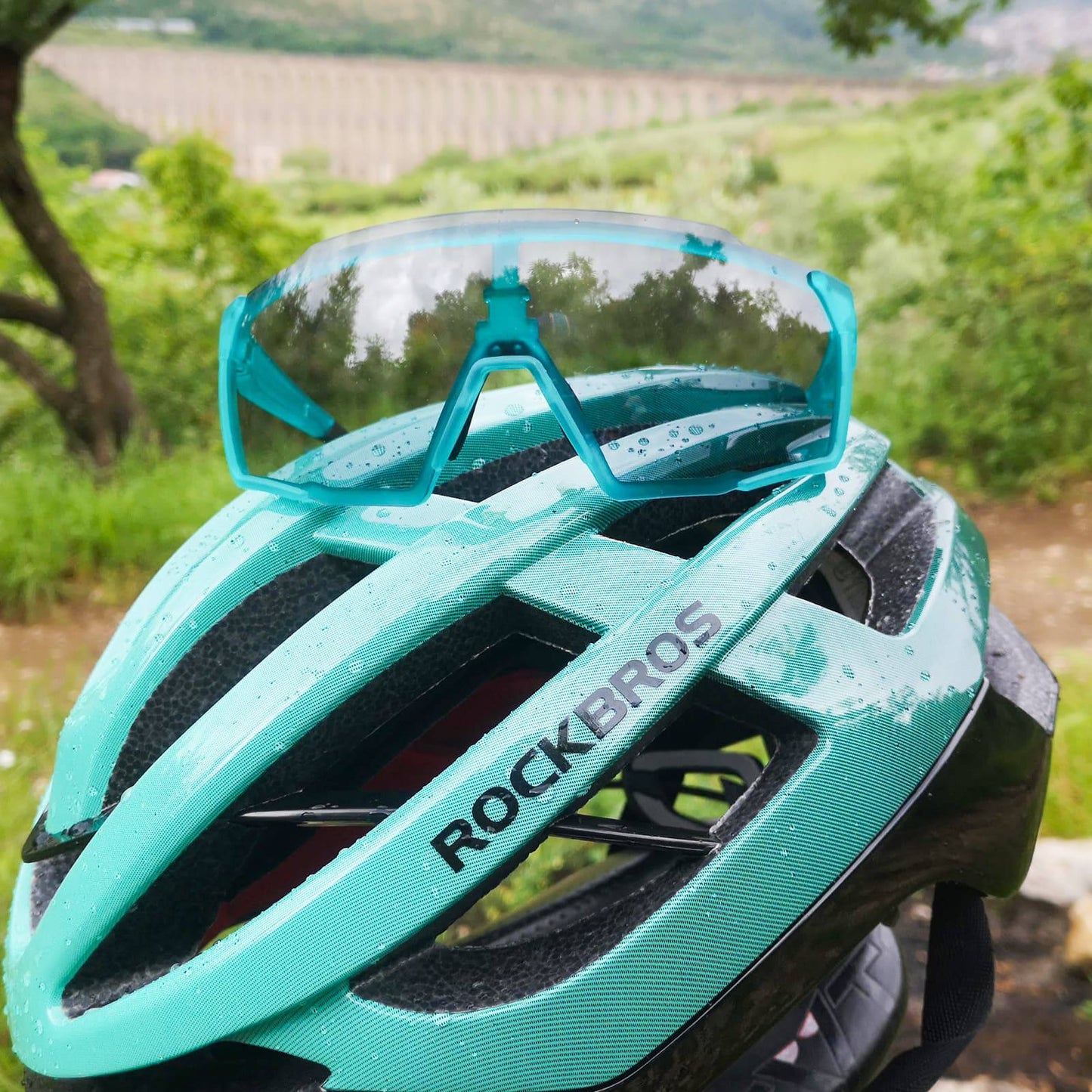 Fotokromatiska HD-cykelglasögon för utomhusaktiviteter, blå, ROCKBROS