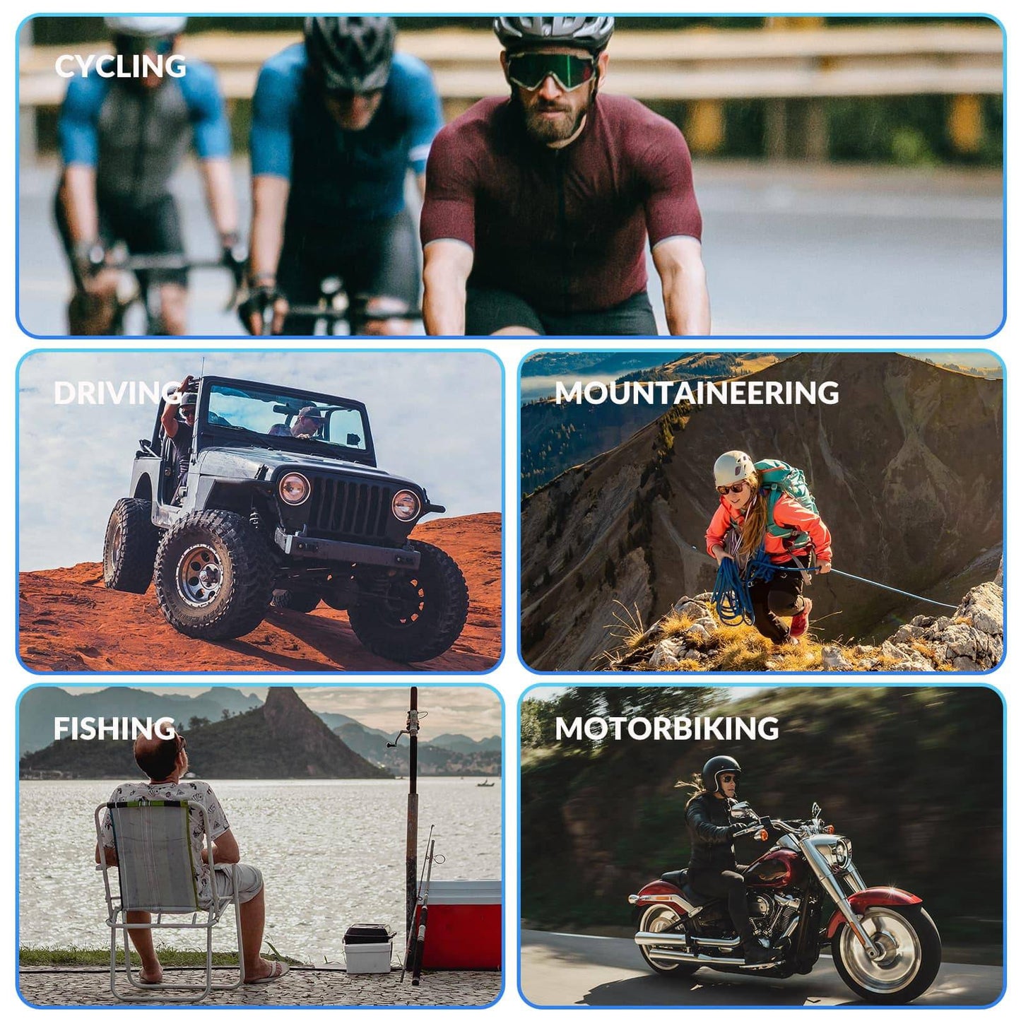 Fotokromatiska HD-cykelglasögon för utomhusaktiviteter, blå, ROCKBROS