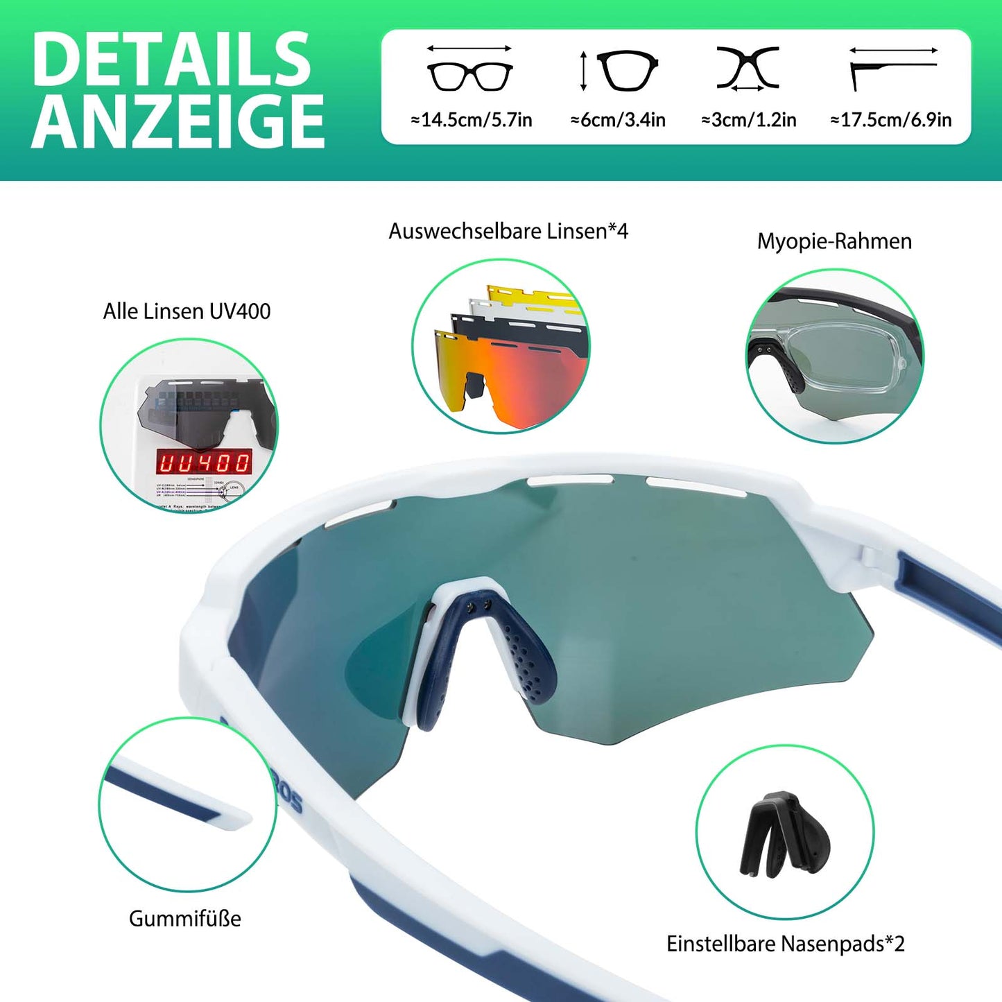 Polariserade cykelglasögon med 4 utbytbara linser ROCKBROS