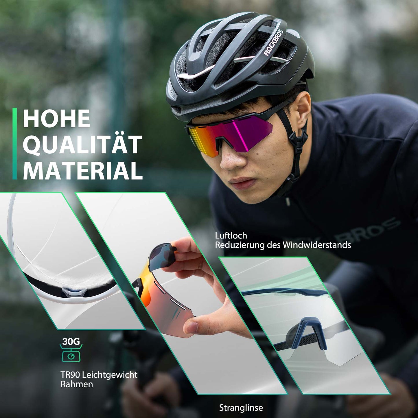 Polariserade cykelglasögon med 4 utbytbara linser ROCKBROS