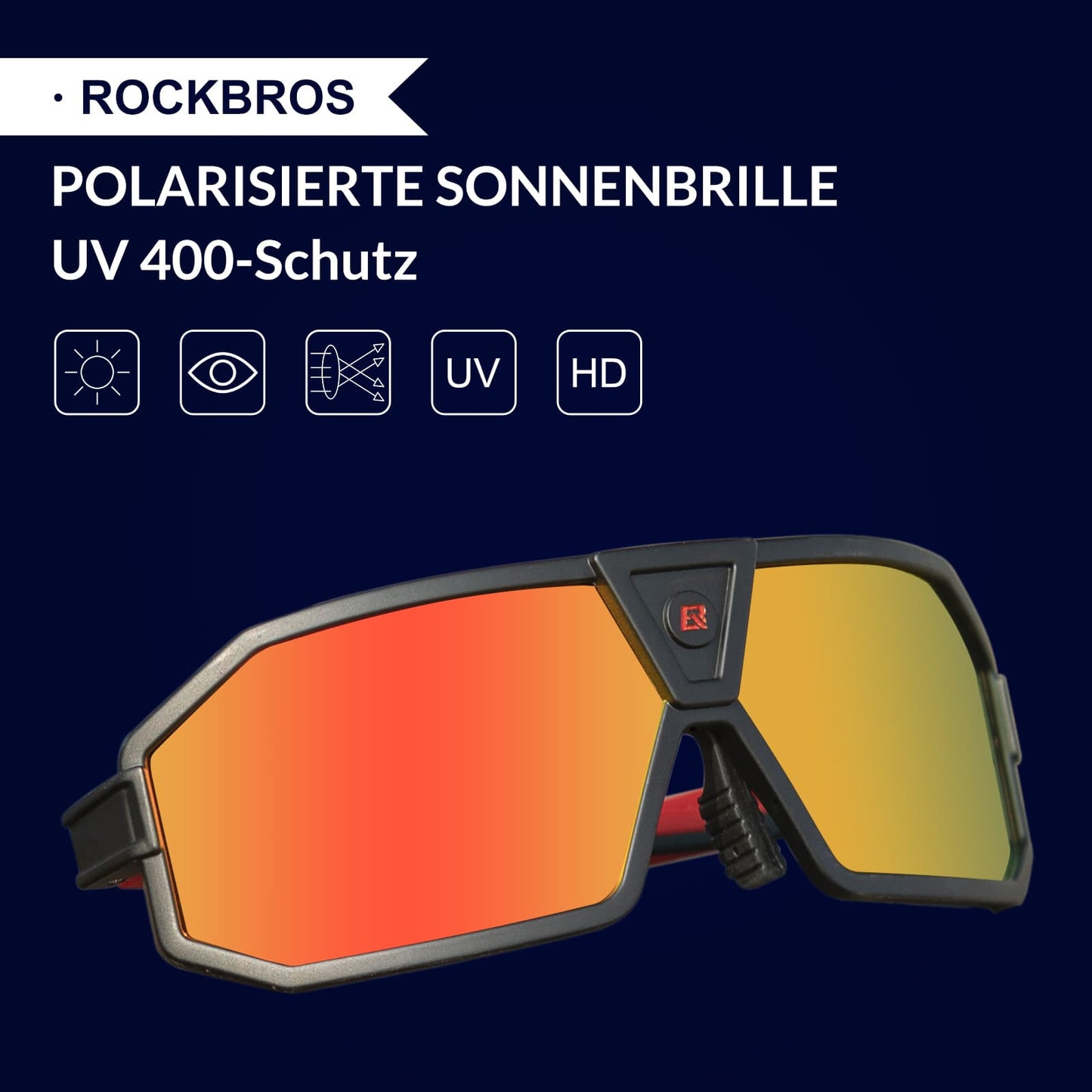 Polariserade solglasögon Cykelglasögon Unisex Svart-Röd ROCKBROS