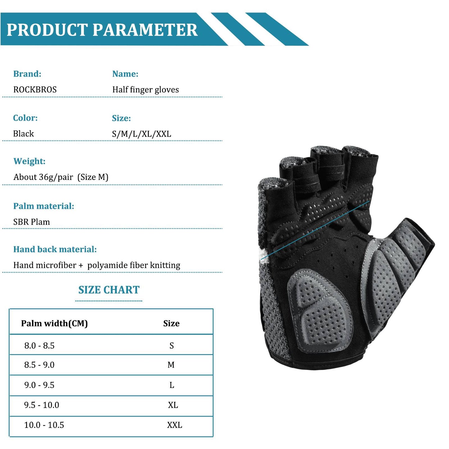 Cykelhandskar för halva fingrarna, universella träningshandskar, ROCKBROS