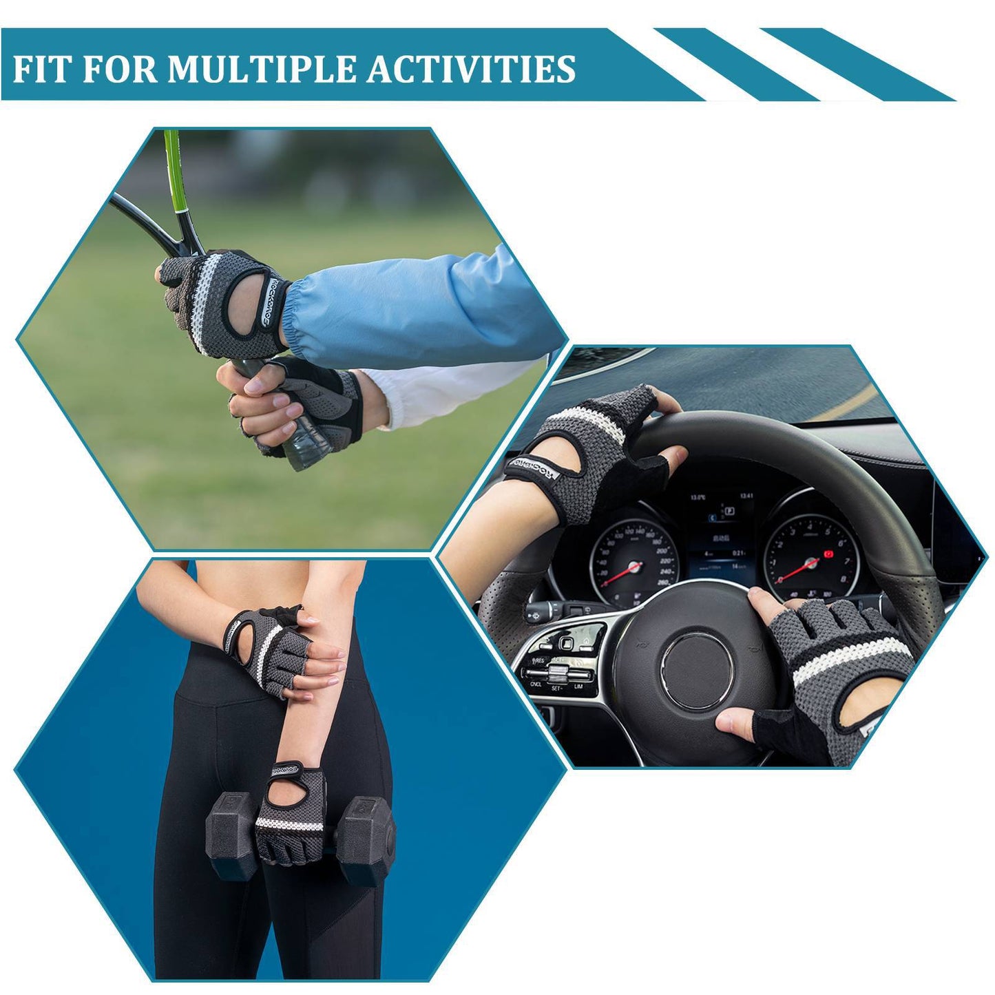 Cykelhandskar för halva fingrarna, universella träningshandskar, ROCKBROS