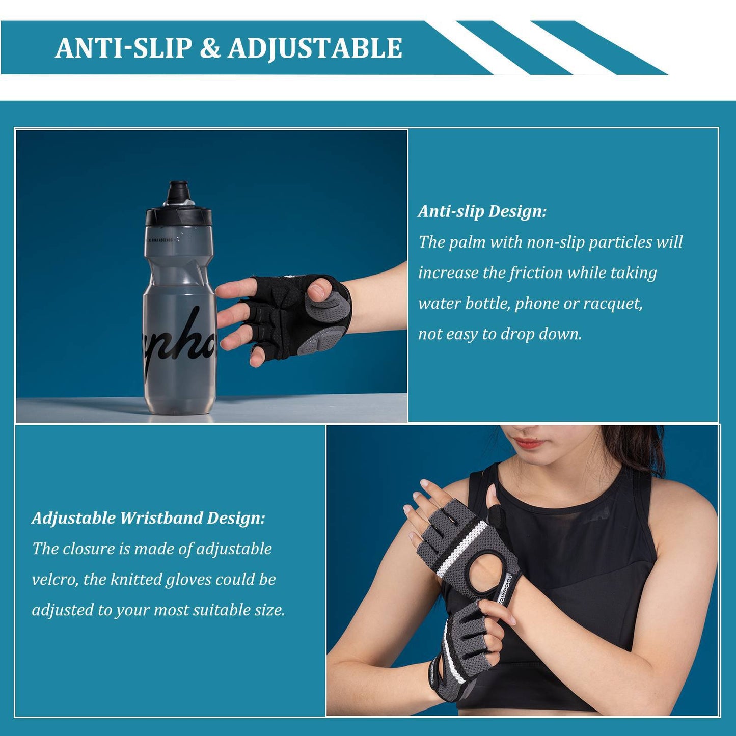 Cykelhandskar för halva fingrarna, universella träningshandskar, ROCKBROS