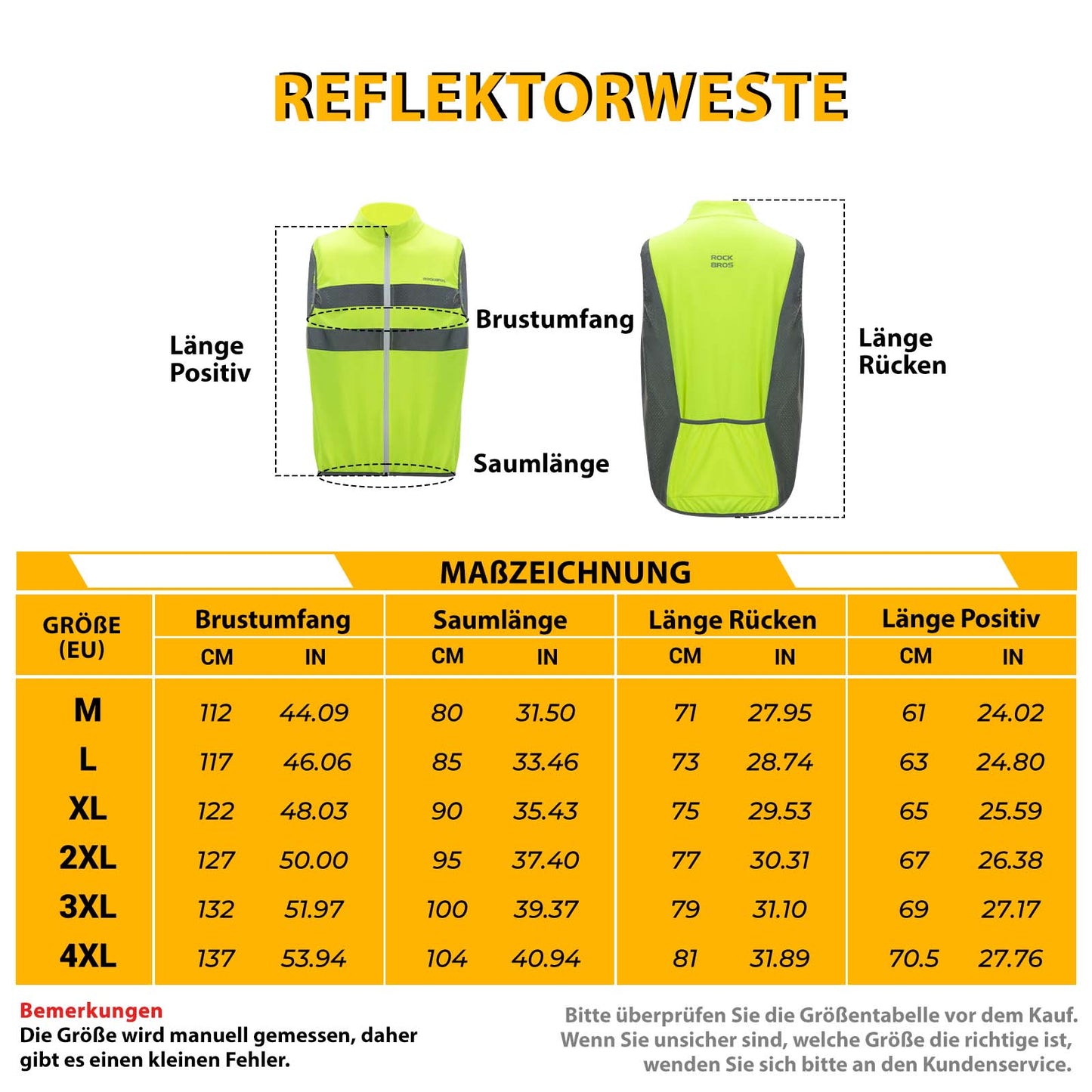 Reflekterande ridväst, säkerhetsväst, fluorescerande grön, ROCKBROS