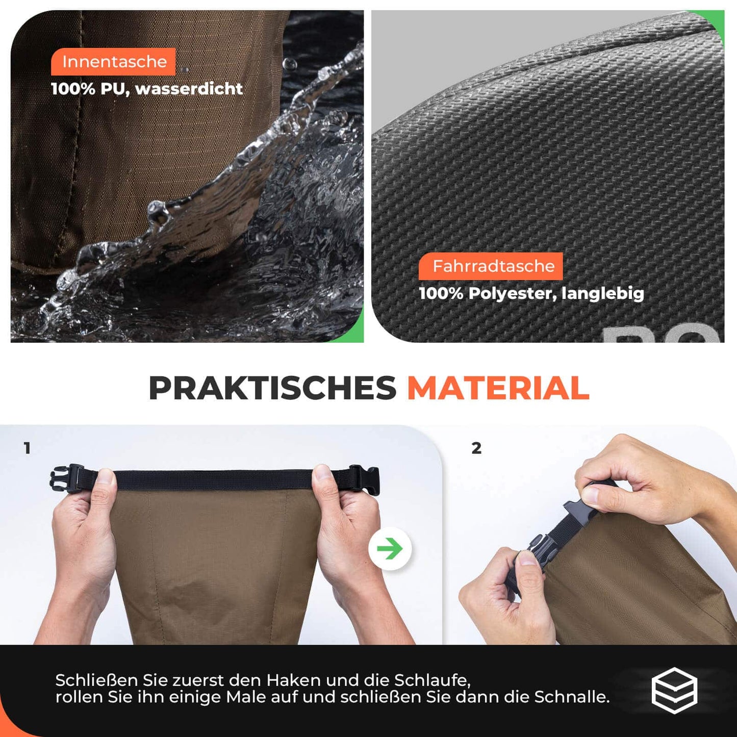 Sadelväska, vattentät cykelväska, expanderbar med innerficka, ROCKBROS