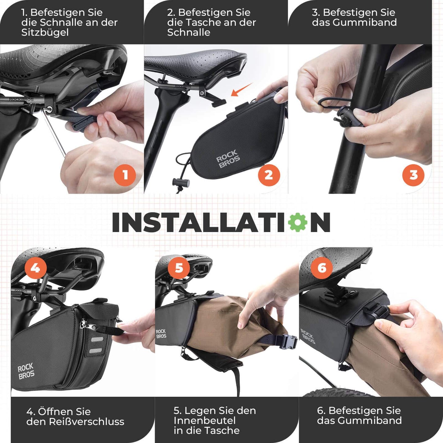 Sadelväska, vattentät cykelväska, expanderbar med innerficka, ROCKBROS