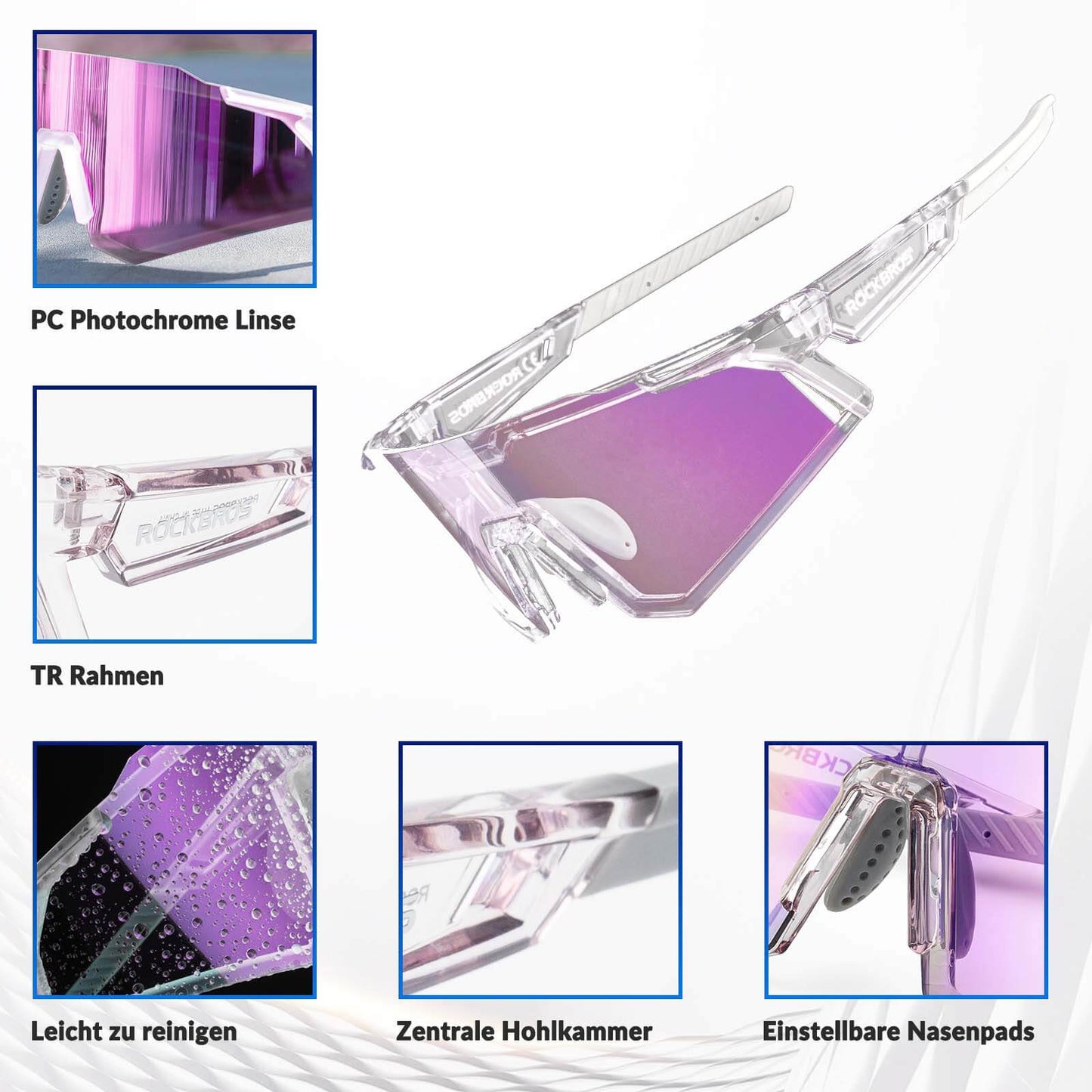 Solglasögon, cykelglasögon, tonande, utomhus, UV400-skydd, ROCKBROS