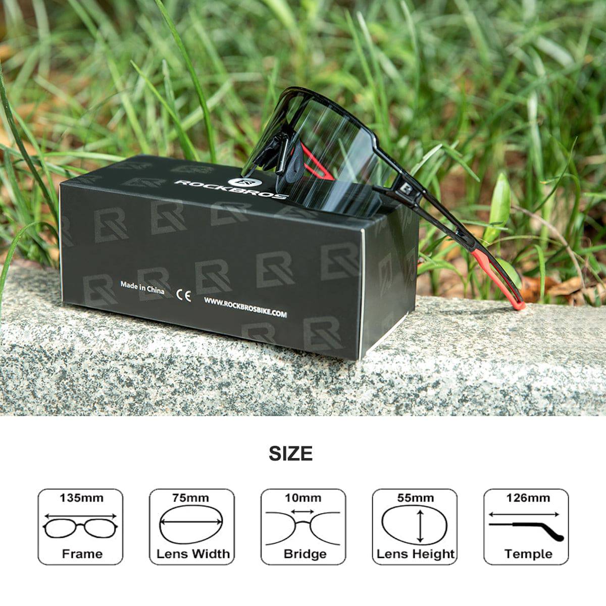 Solglasögon för män och kvinnor, UV-skyddande cykelglasögon, ROCKBROS