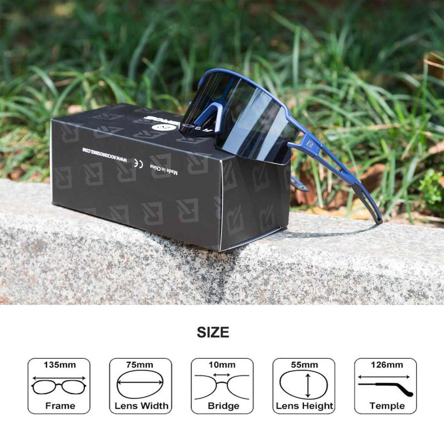 Solglasögon för män och kvinnor, UV-skyddande cykelglasögon, ROCKBROS